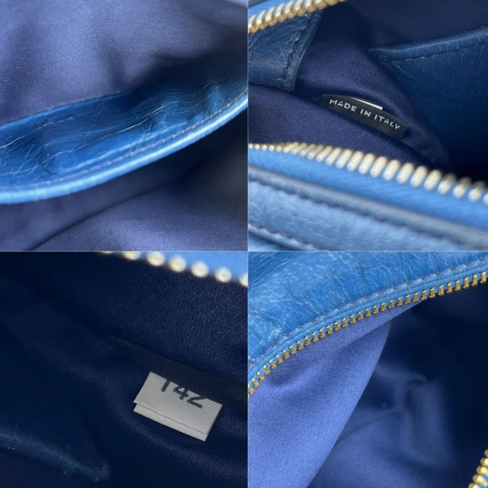 miu miu 2000s blue shoulder bag
