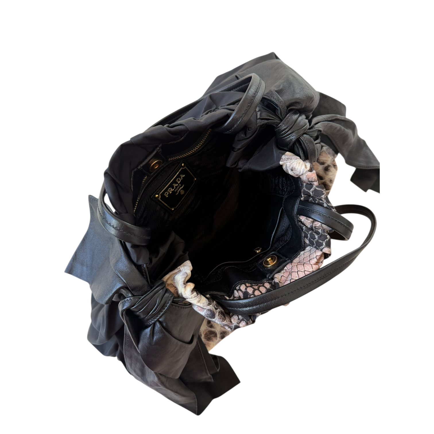 prada 2000s snake nylon shoulder bag