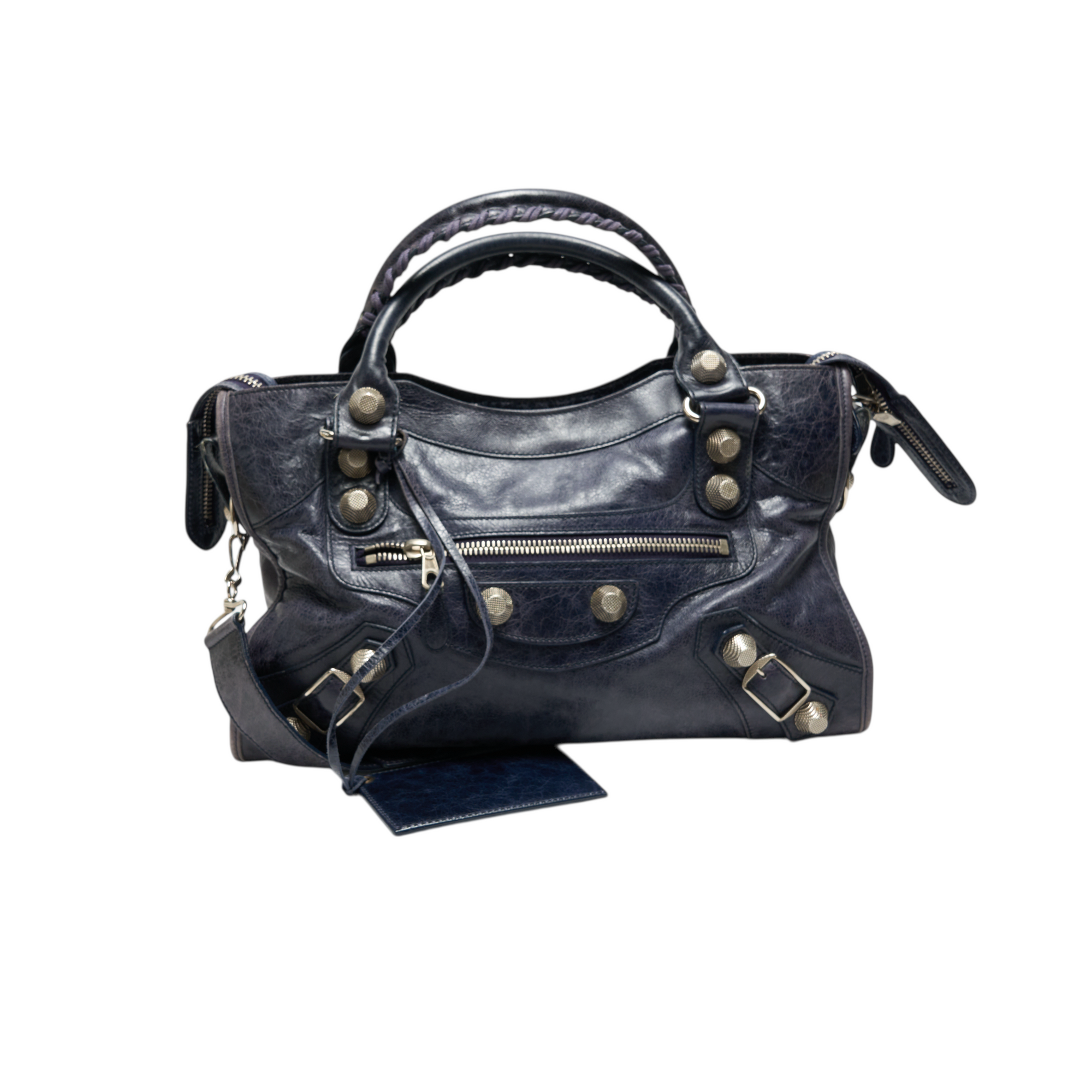 balenciaga 2000s navy blue city bag