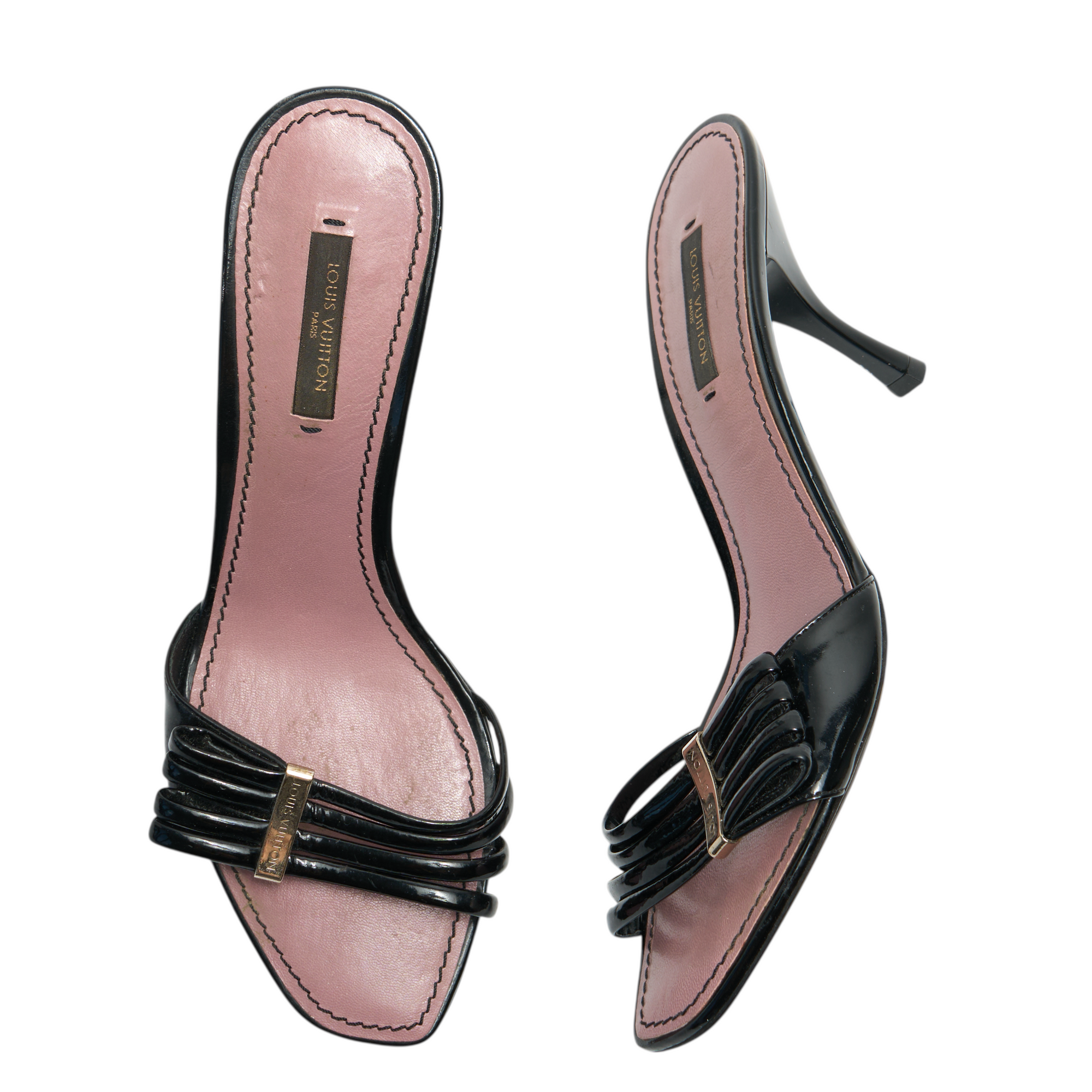 louis vuitton 2000s black strappy sandal heels