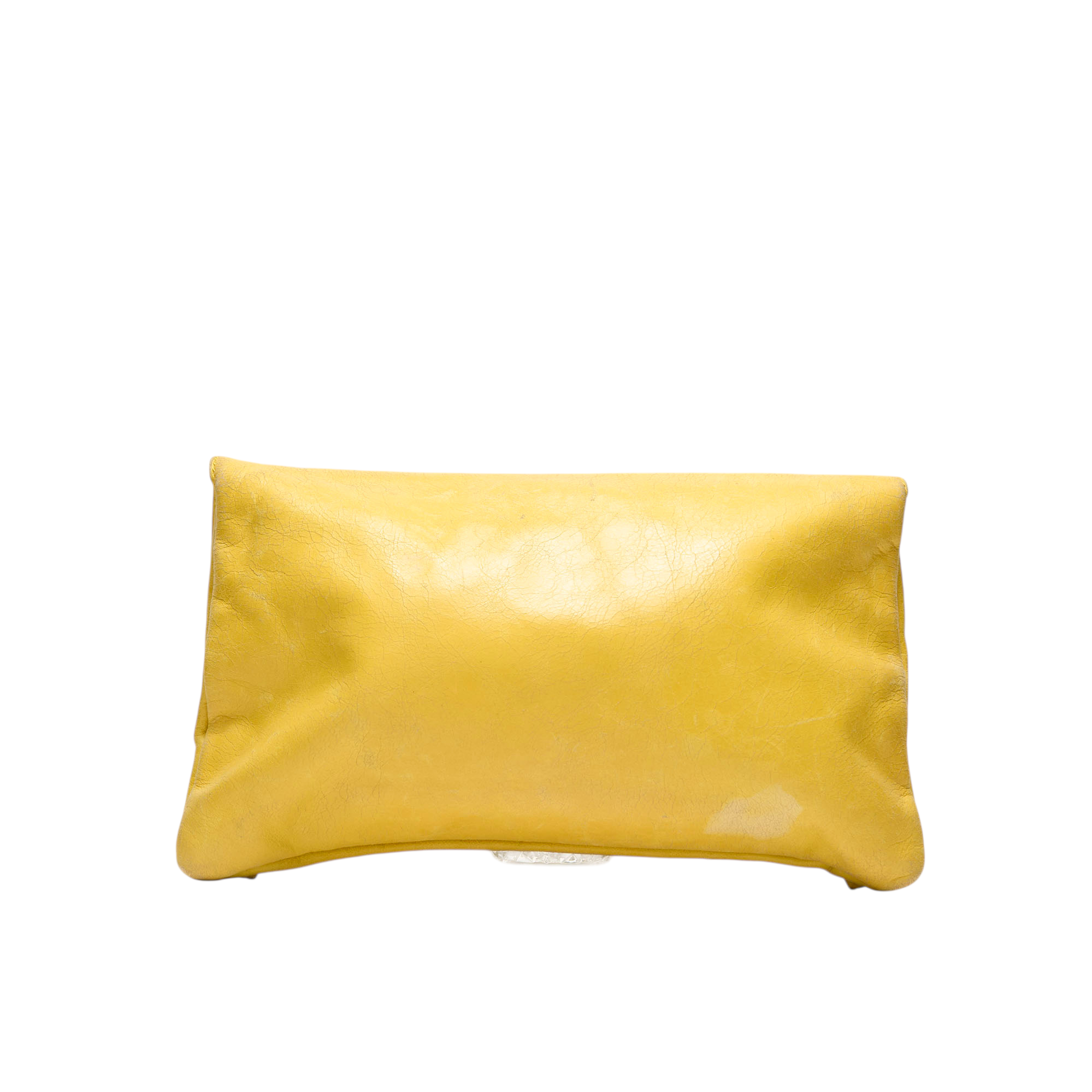 balenciaga 2000s yellow city clutch bag