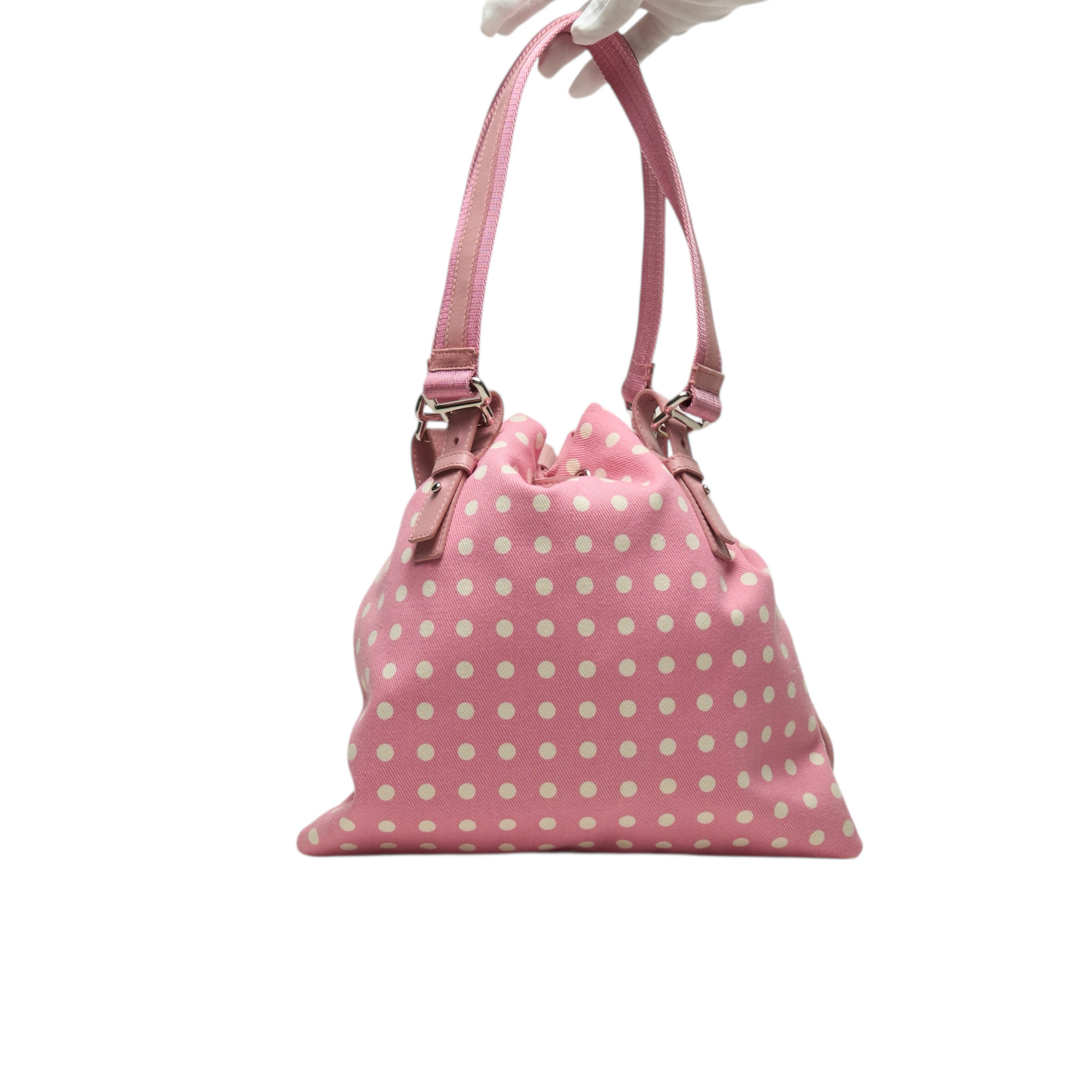 yves saint laurent 2000s pink polka dot bag