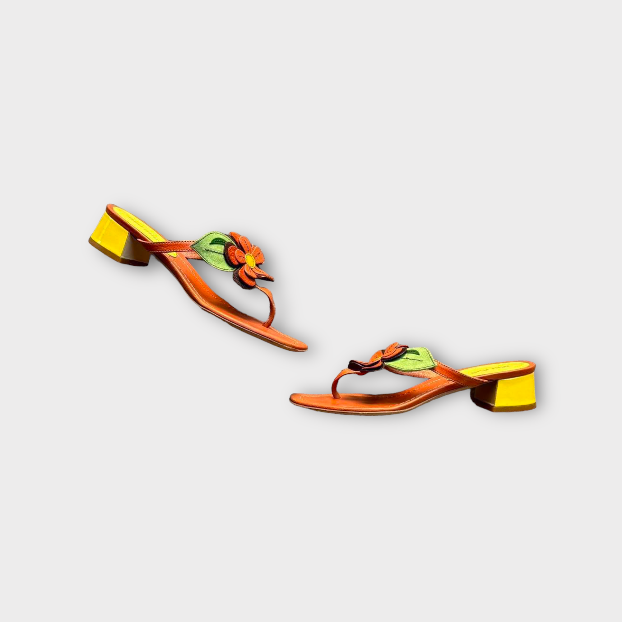 miu miu 2000s orange flower kitten heels