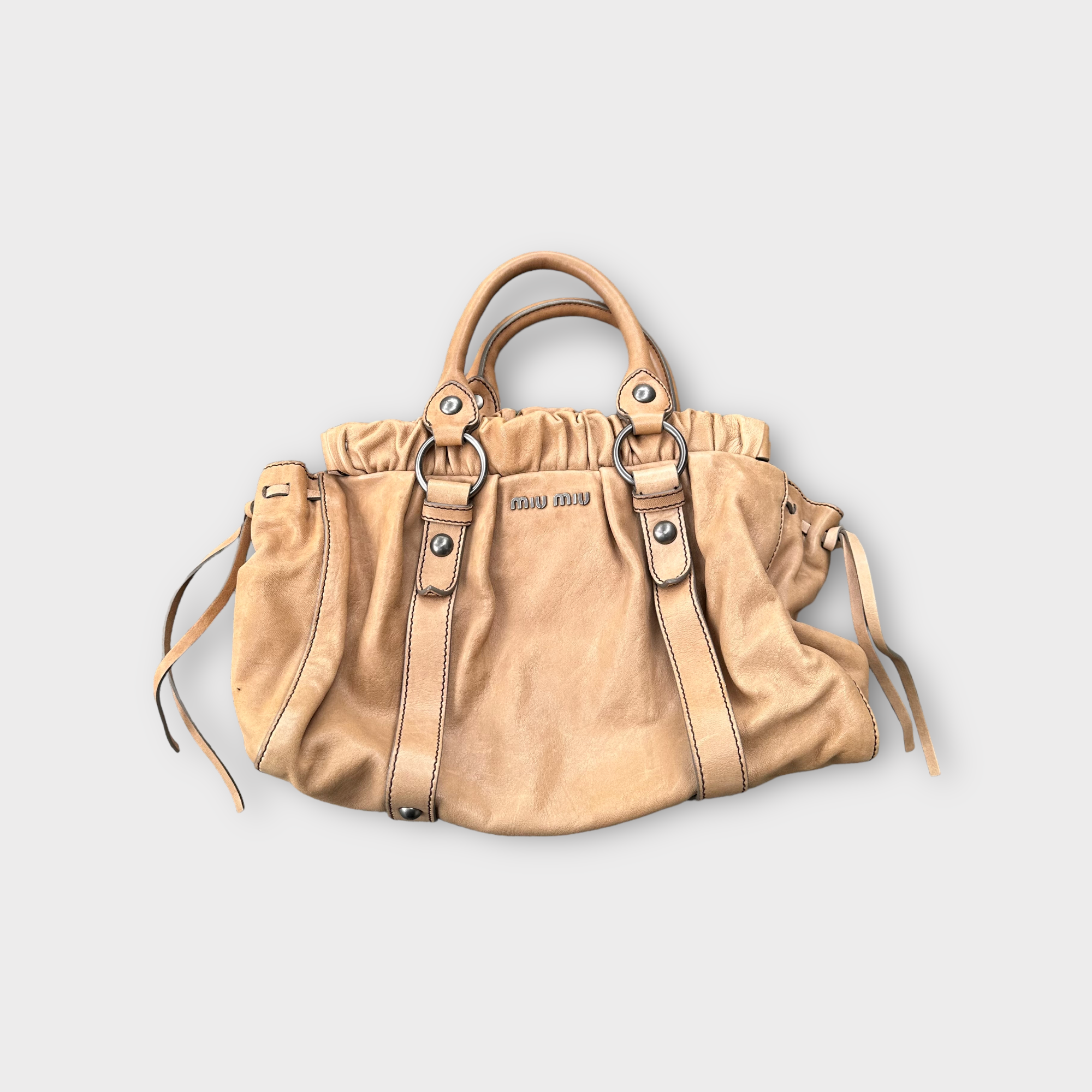 miu miu tan vitello bag