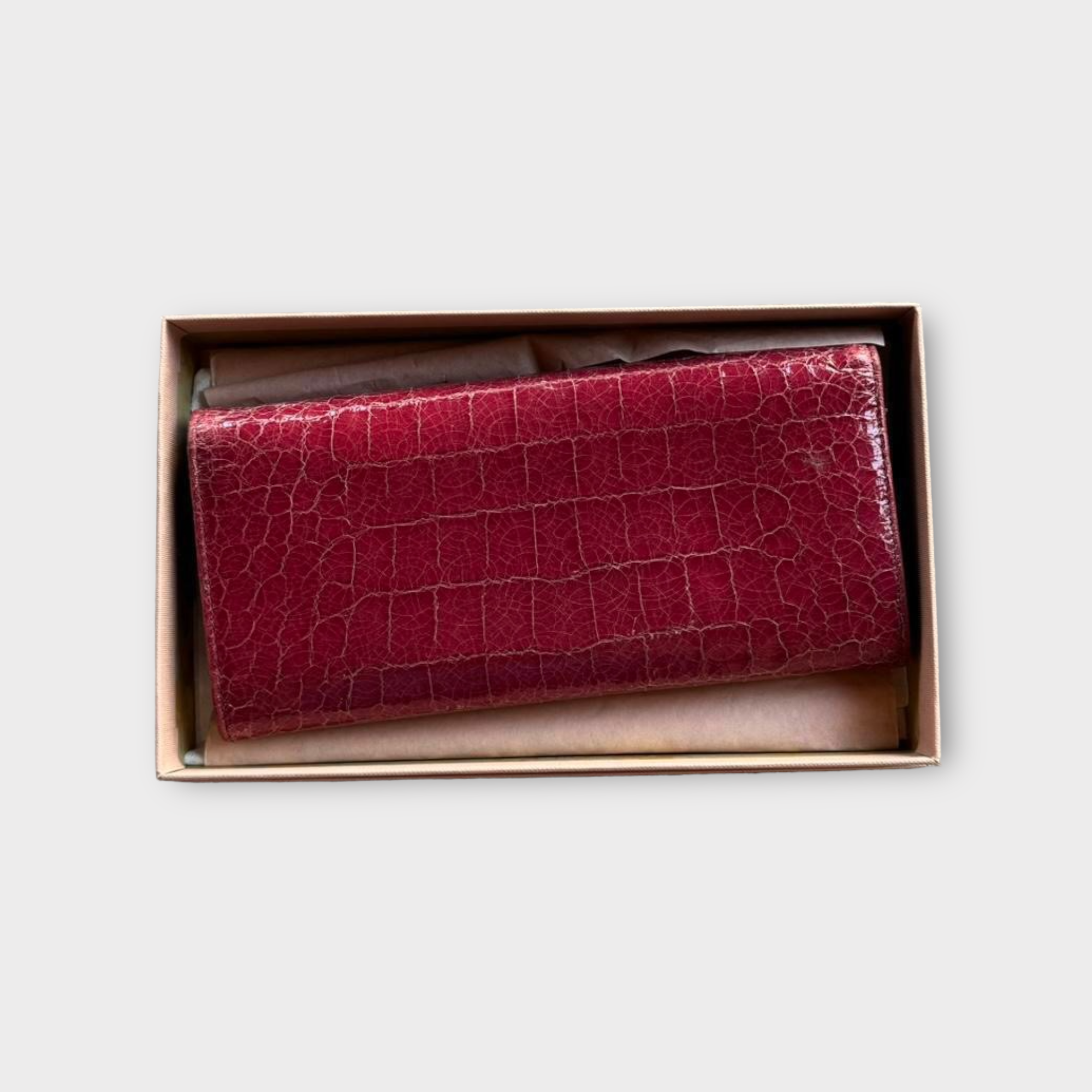 miu miu 2000s red crocodile wallet