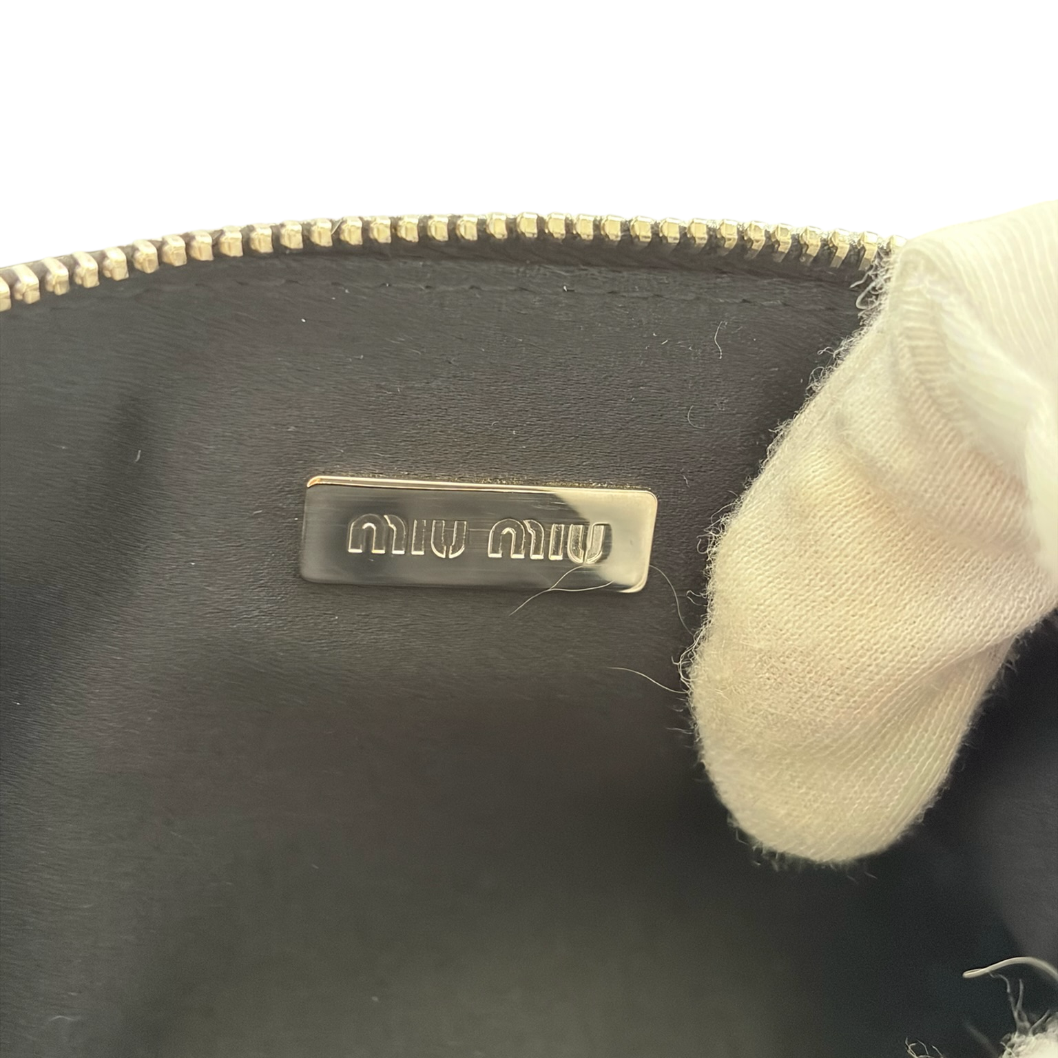 miu miu black patent studded bow wallet