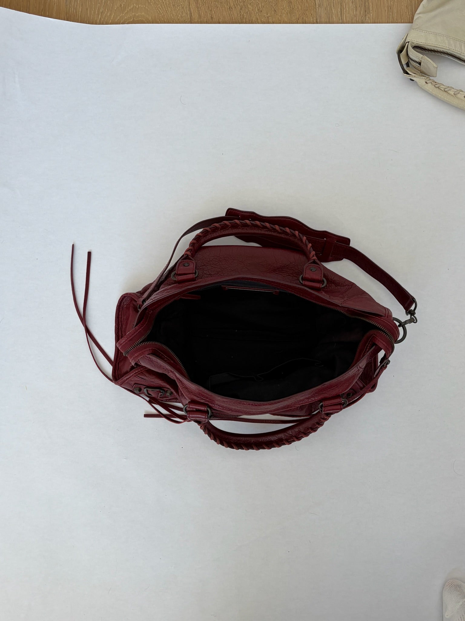 balenciaga 2000s burgundy red city bag