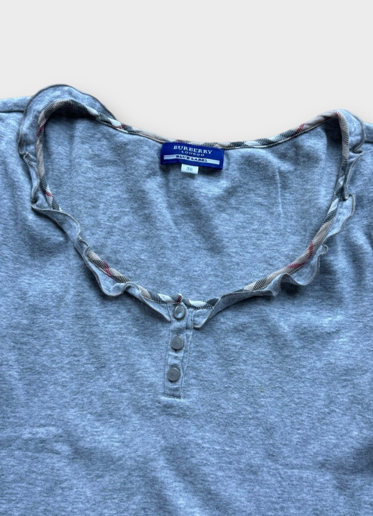 burberry blue gray quarter sleeve top