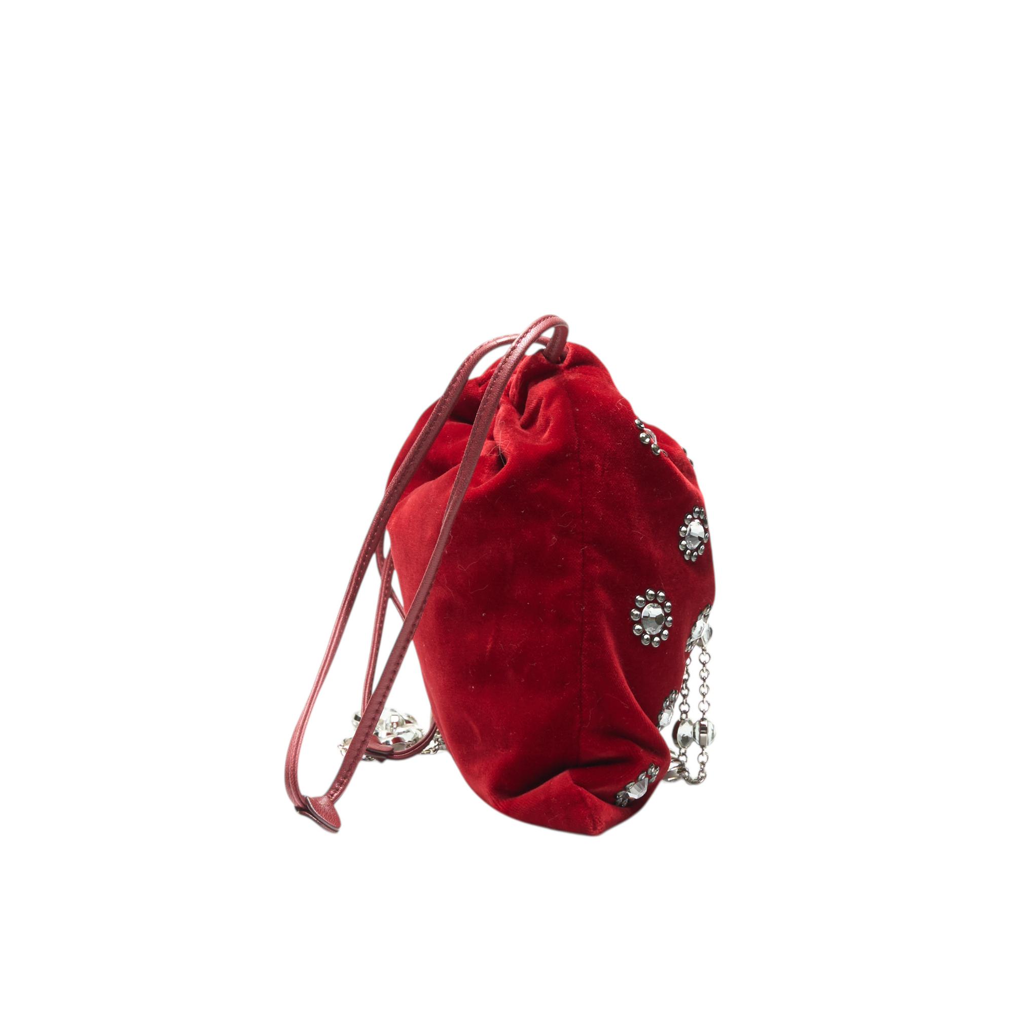 miu miu 2000s red drawstring bag