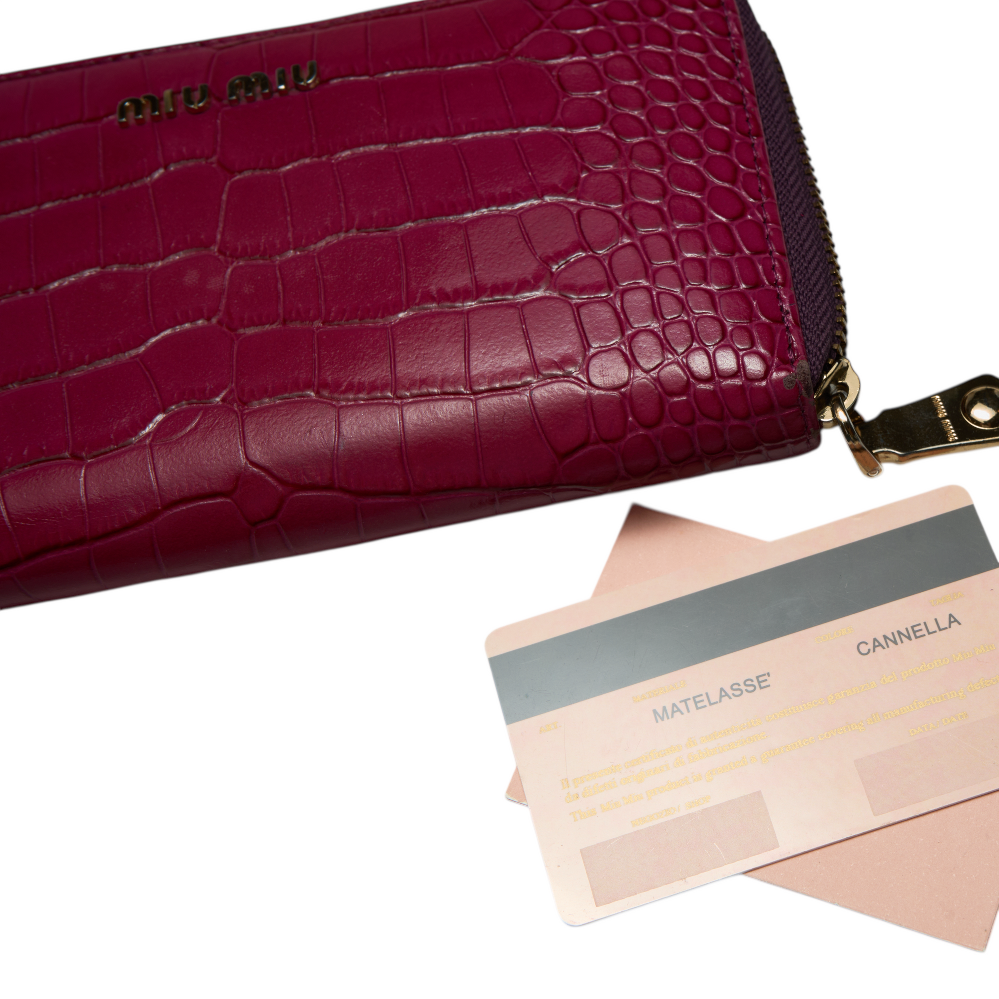 miu miu pink crocodile wallet