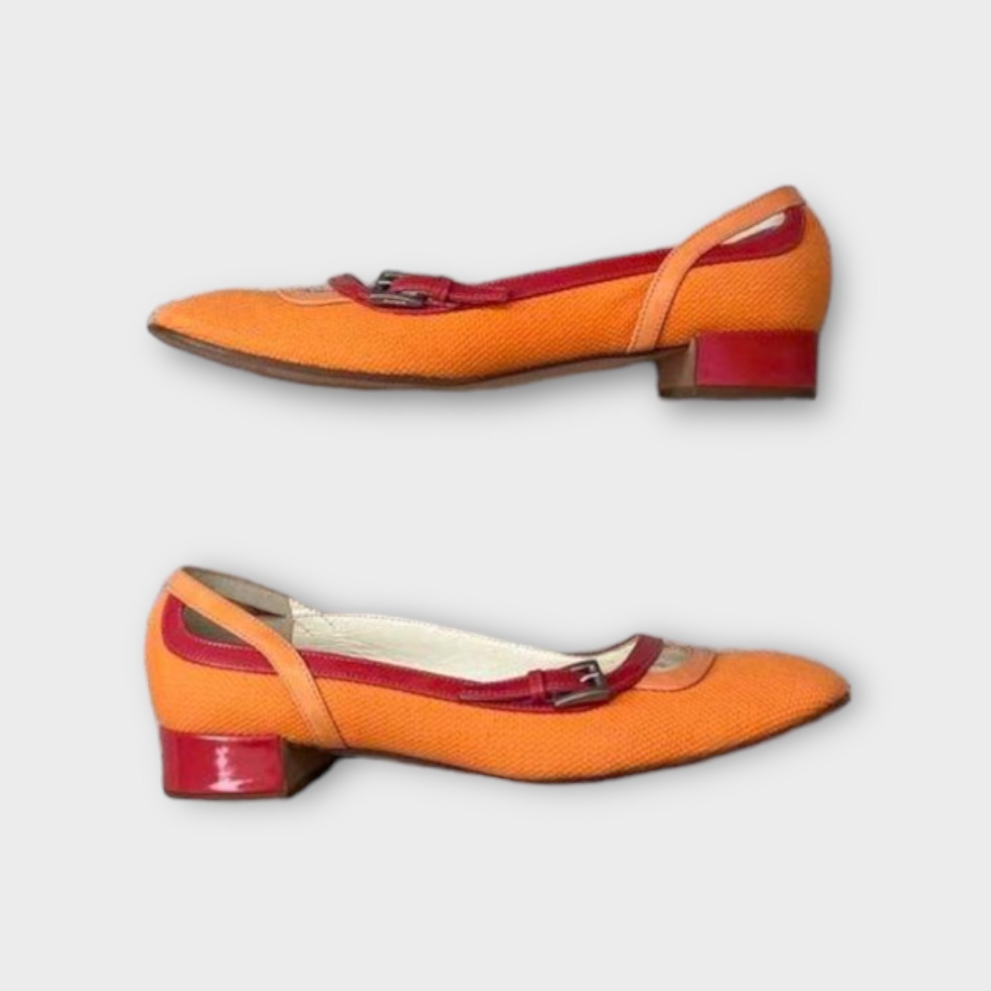 prada 2000s orange sporty kitten heels