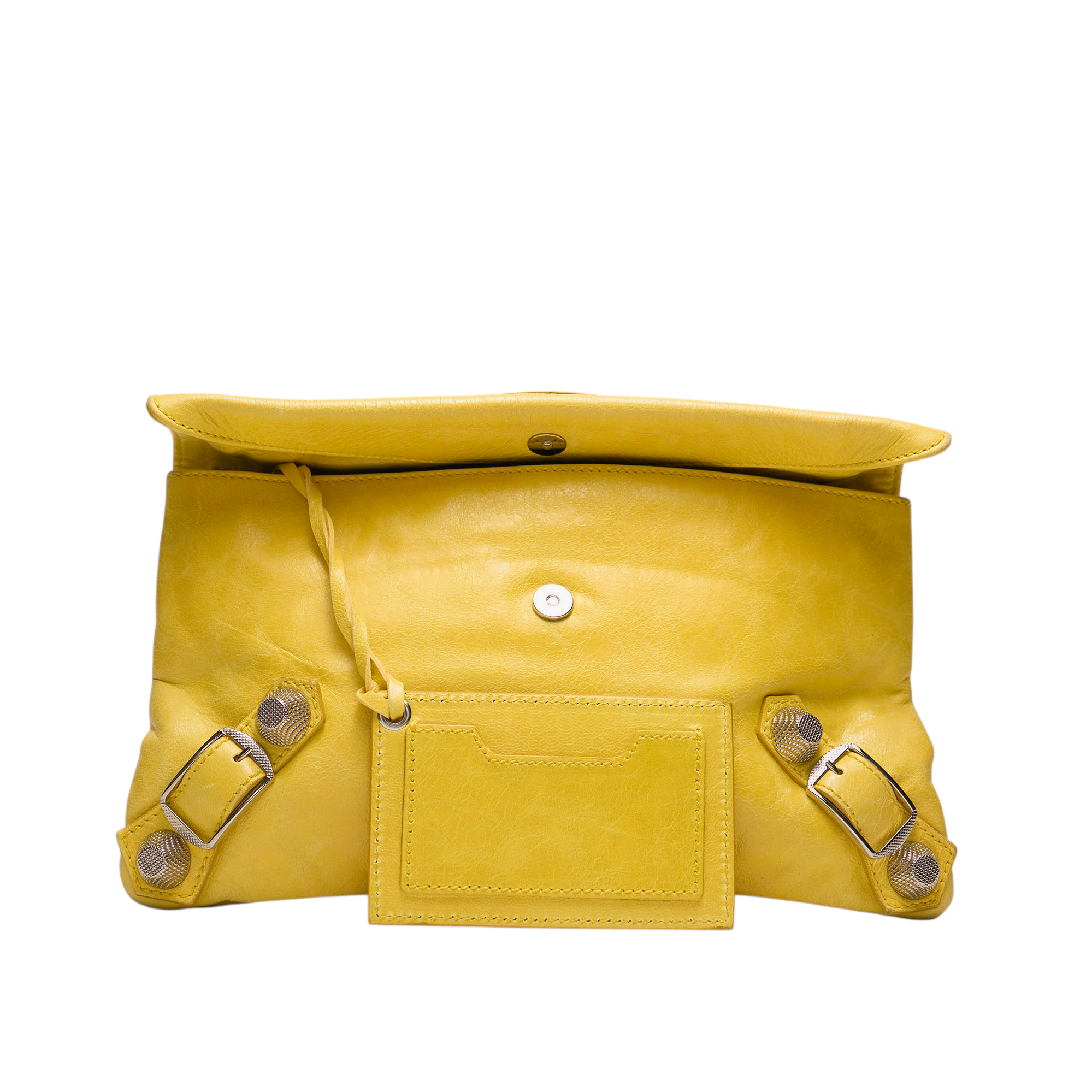 balenciaga 2000s yellow city clutch bag