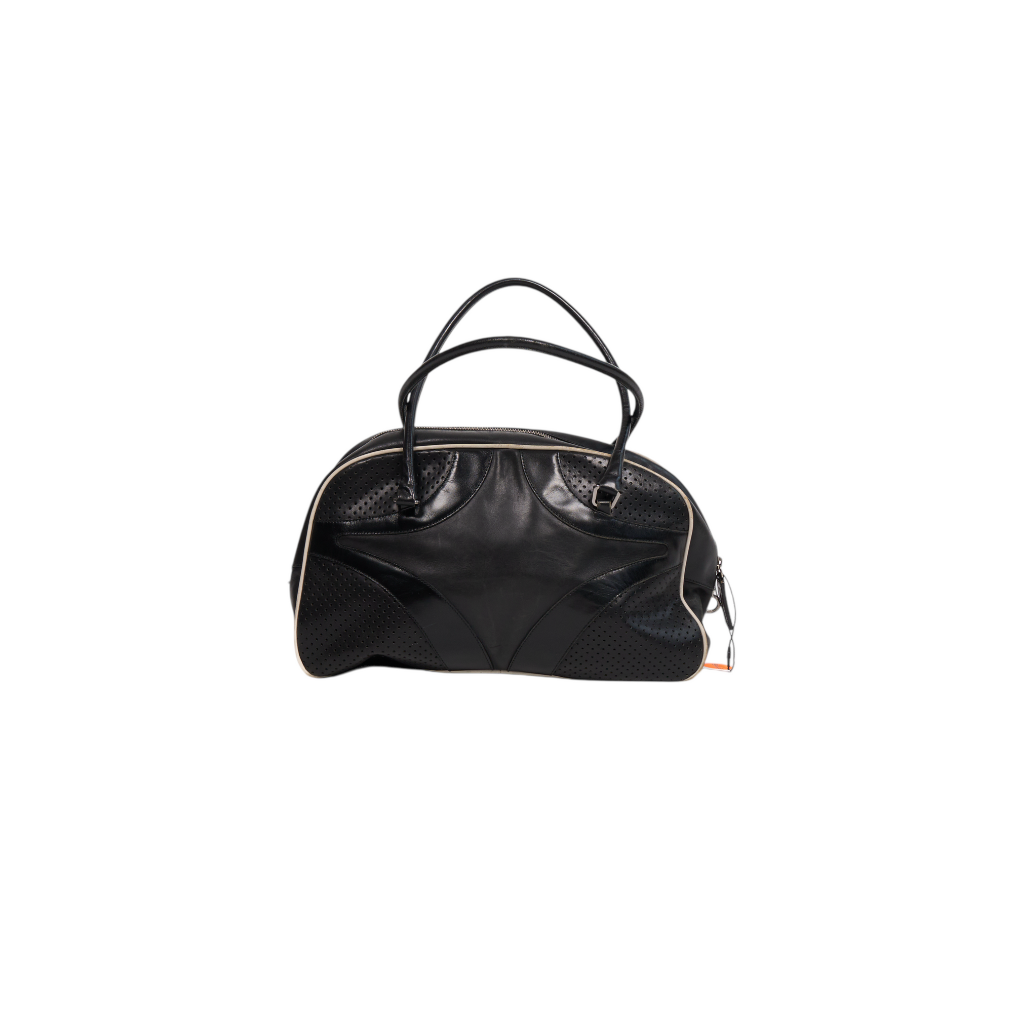 prada s/s 2000 black bowler bag with white trim