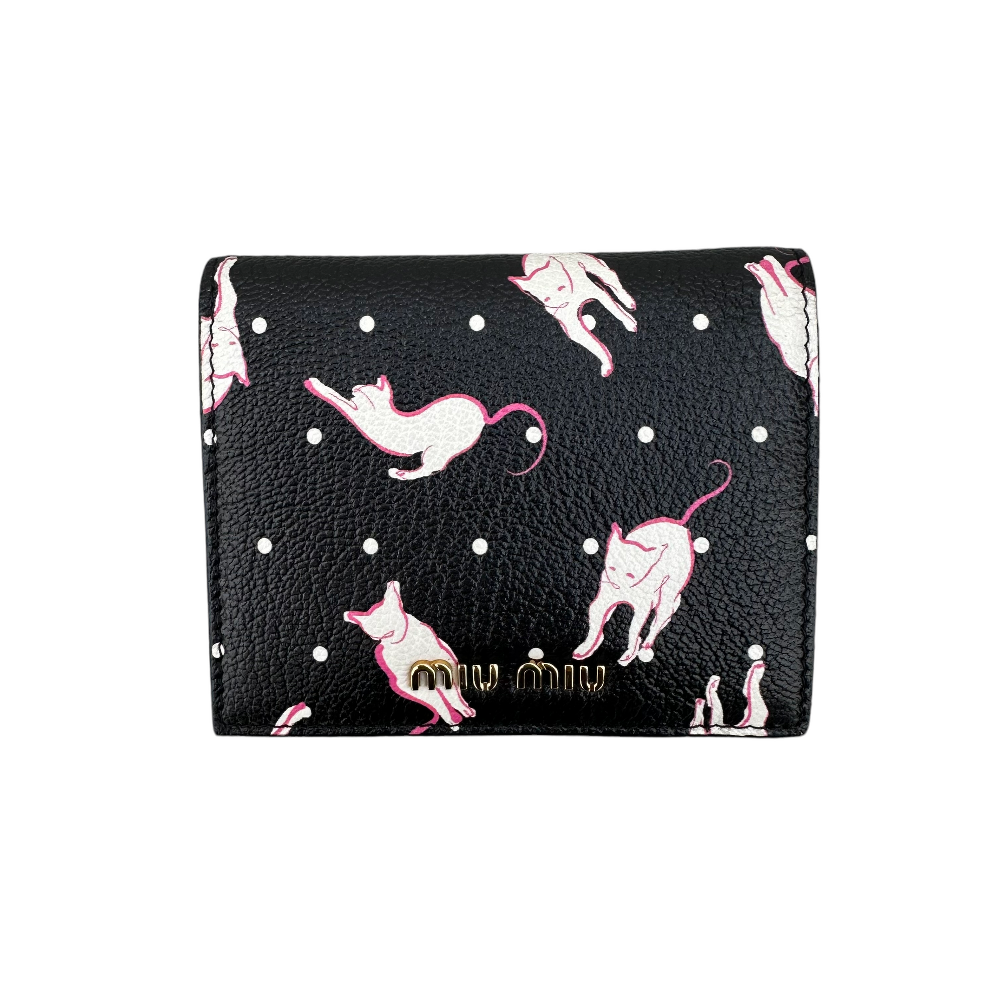 miu miu black cat wallet