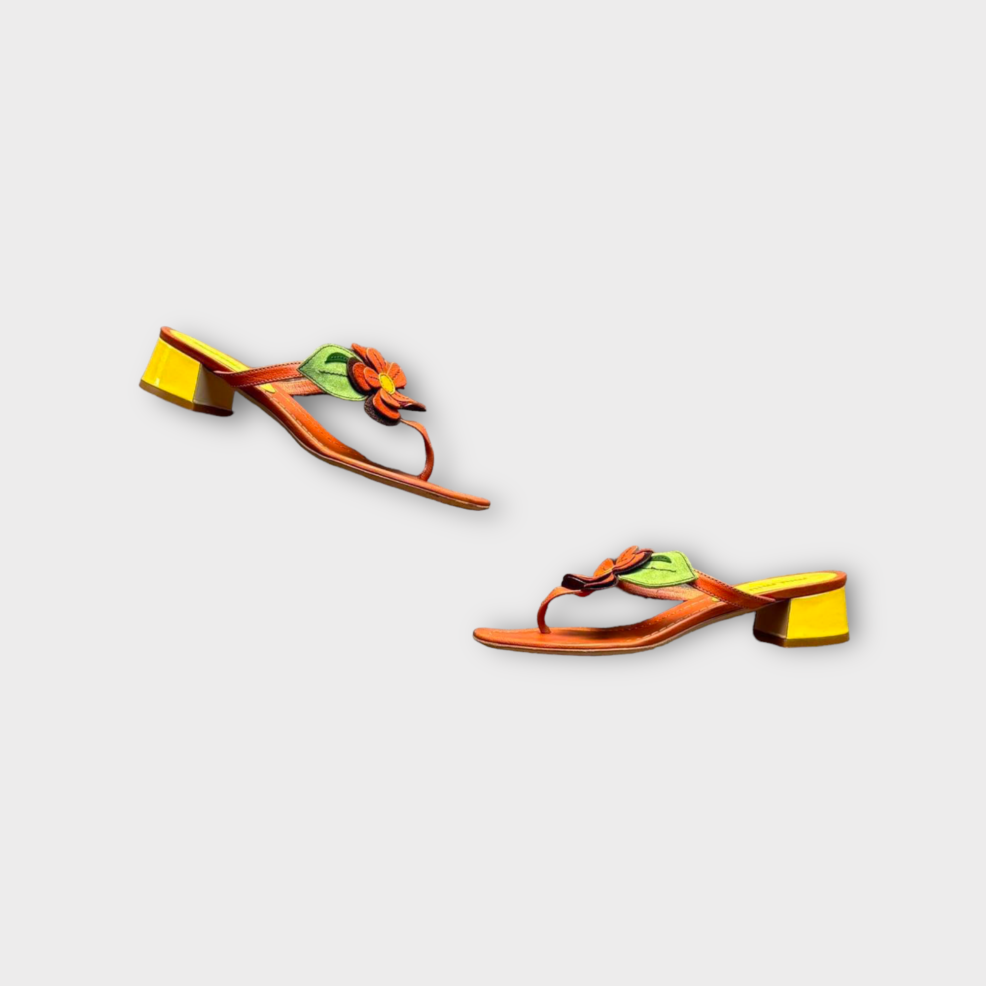 miu miu 2000s orange flower kitten heels