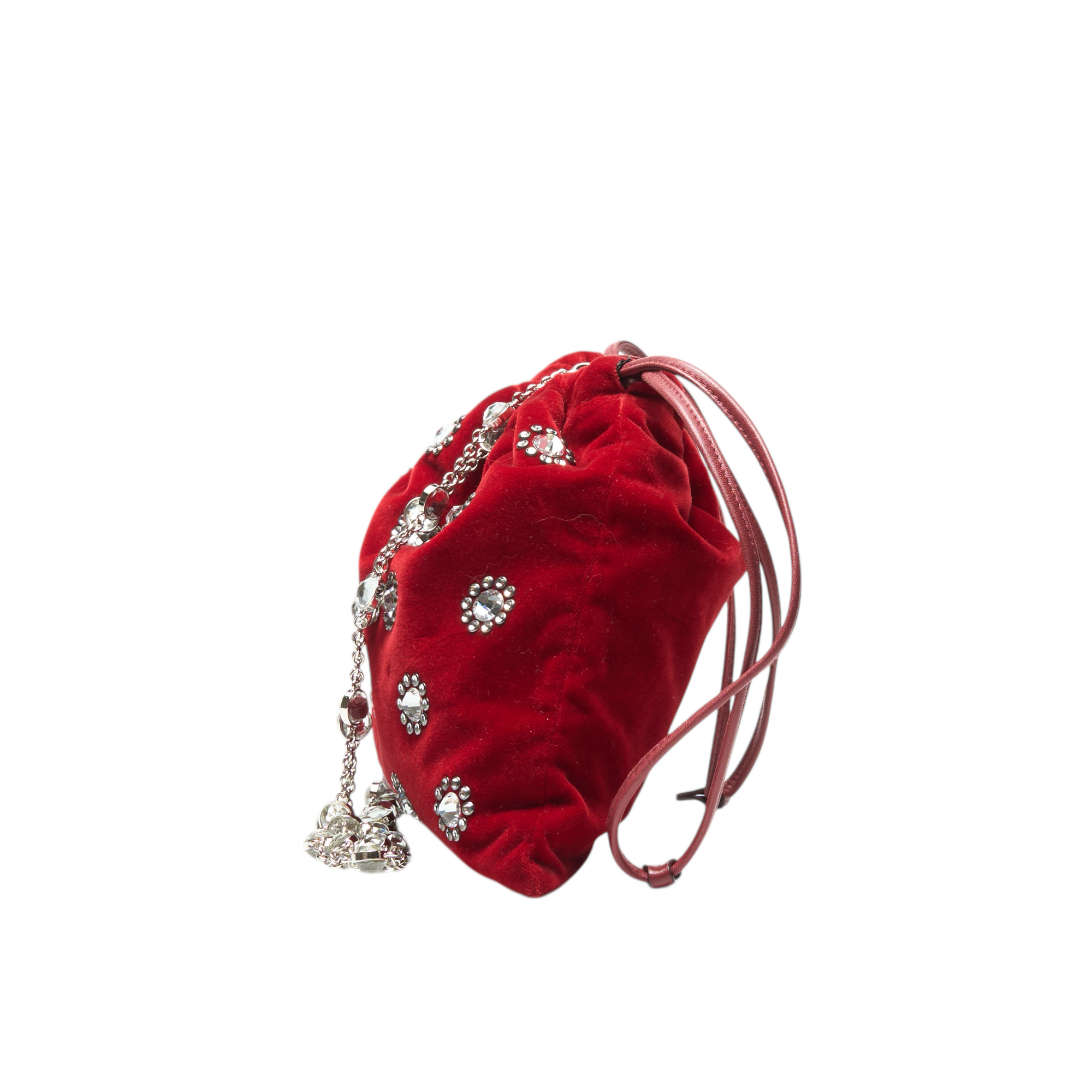 miu miu 2000s red drawstring bag