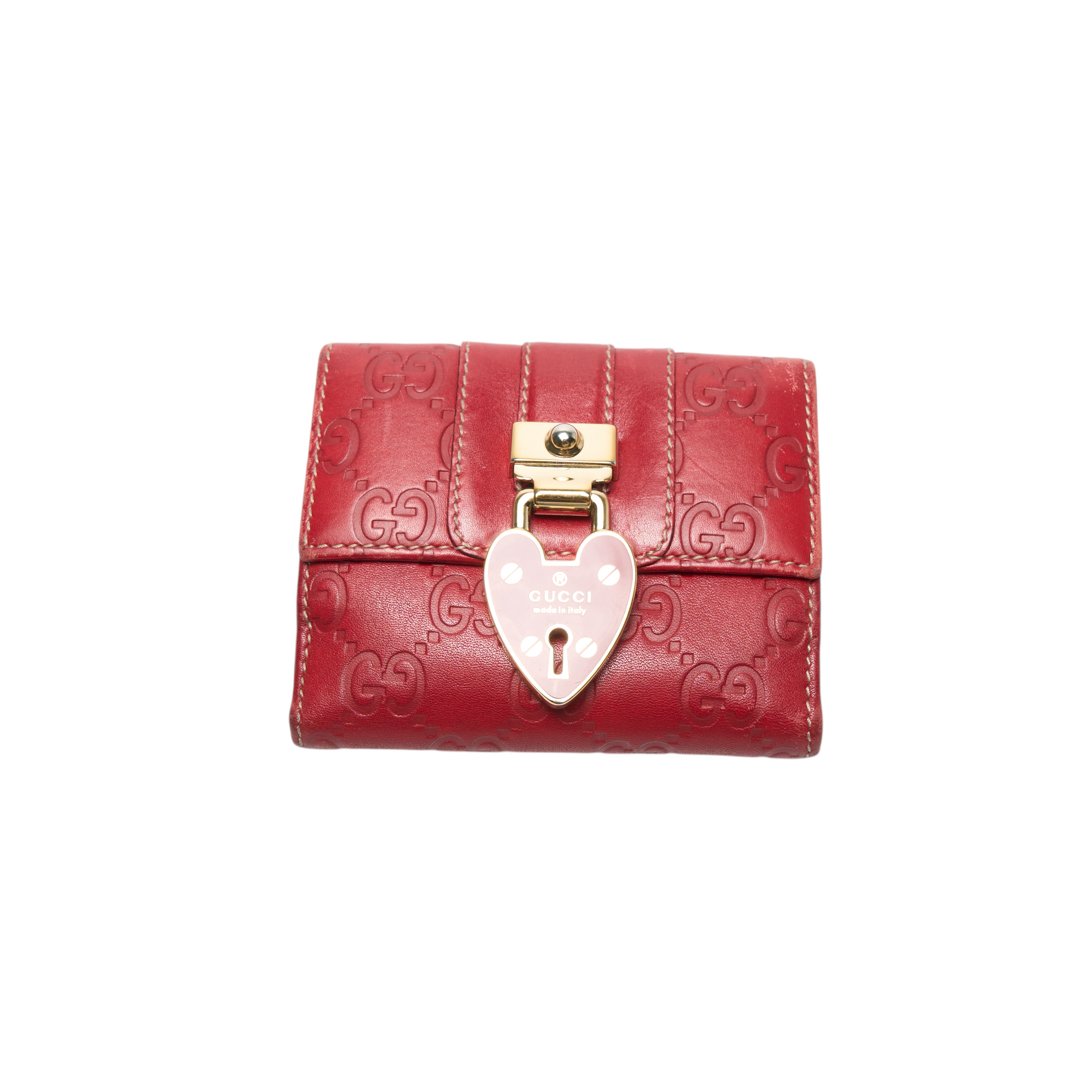 gucci red heart lock wallet