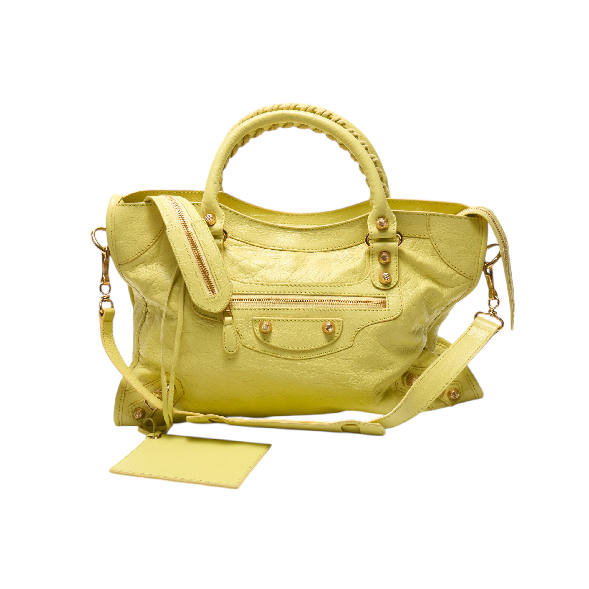 balenciaga 2010s neon yellow city bag