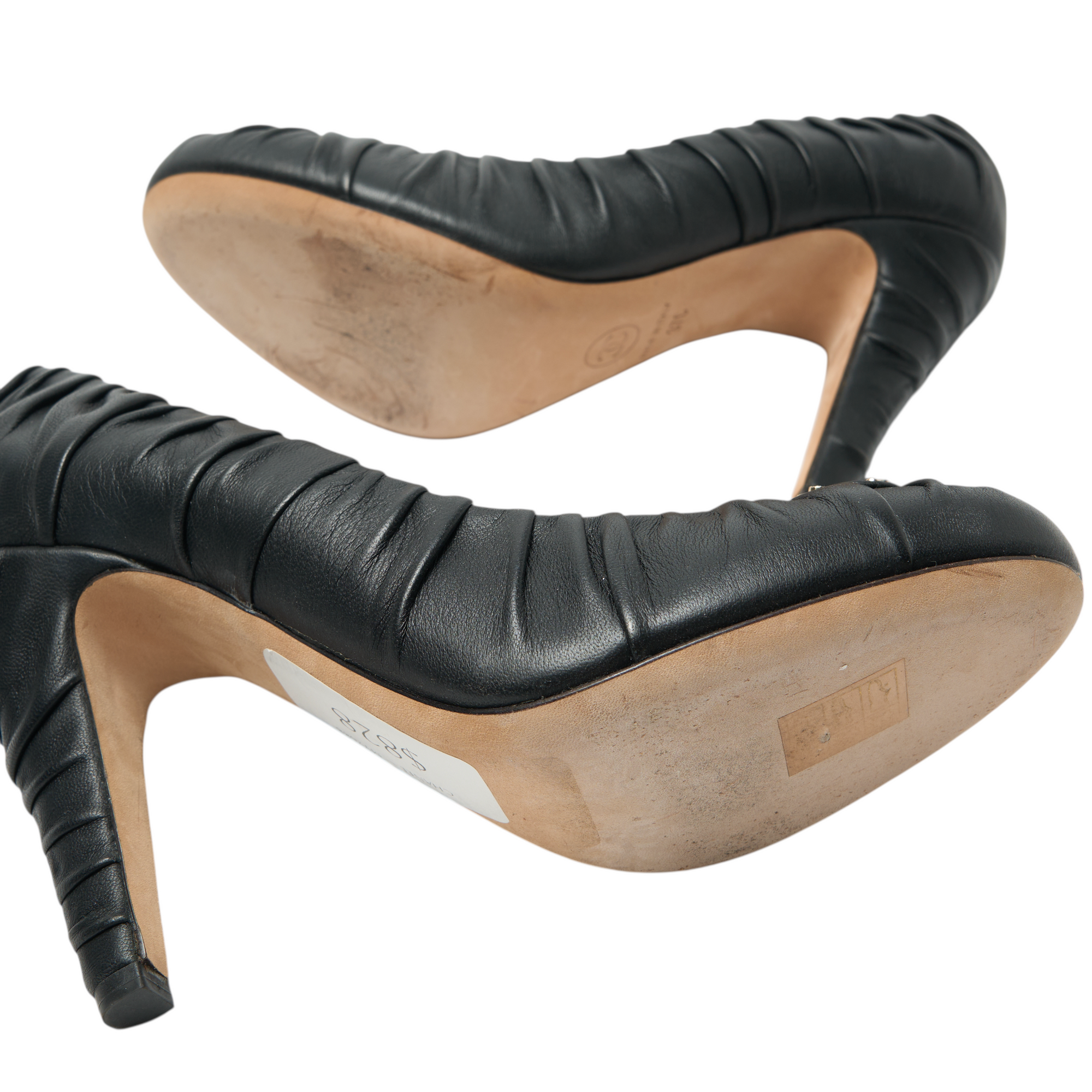 chanel 2000s black ruched pump heels