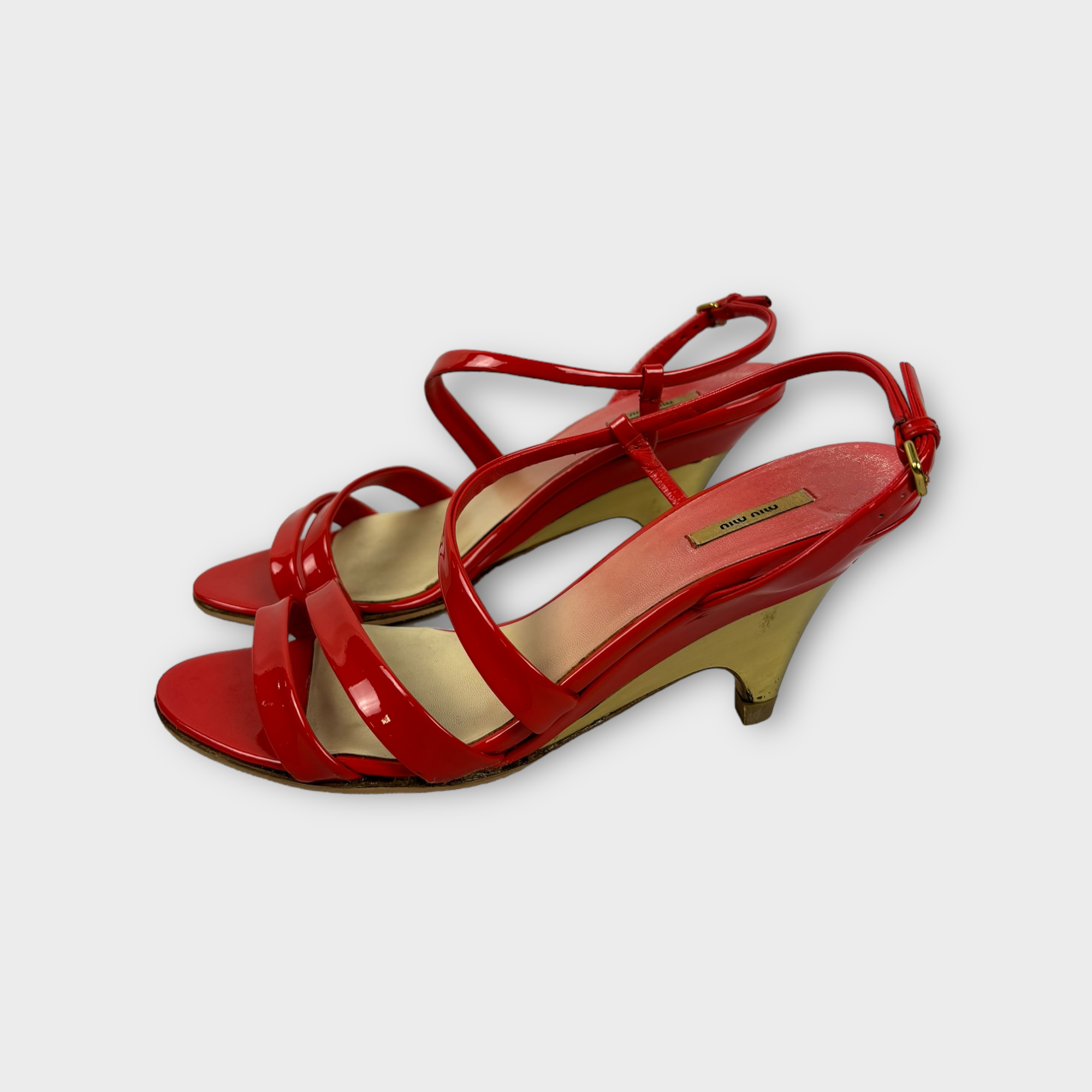 miu miu 2000s red strappy heels