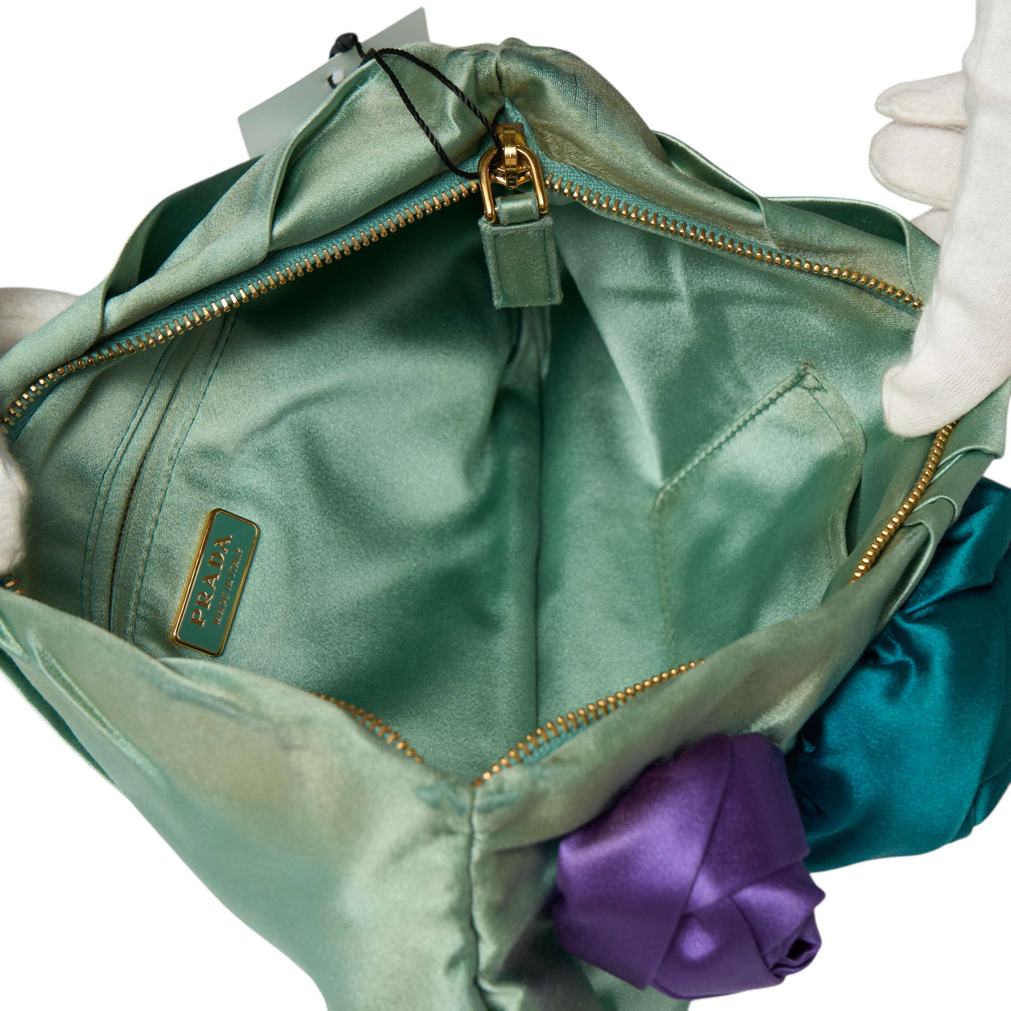 prada 2000s green clutch bag