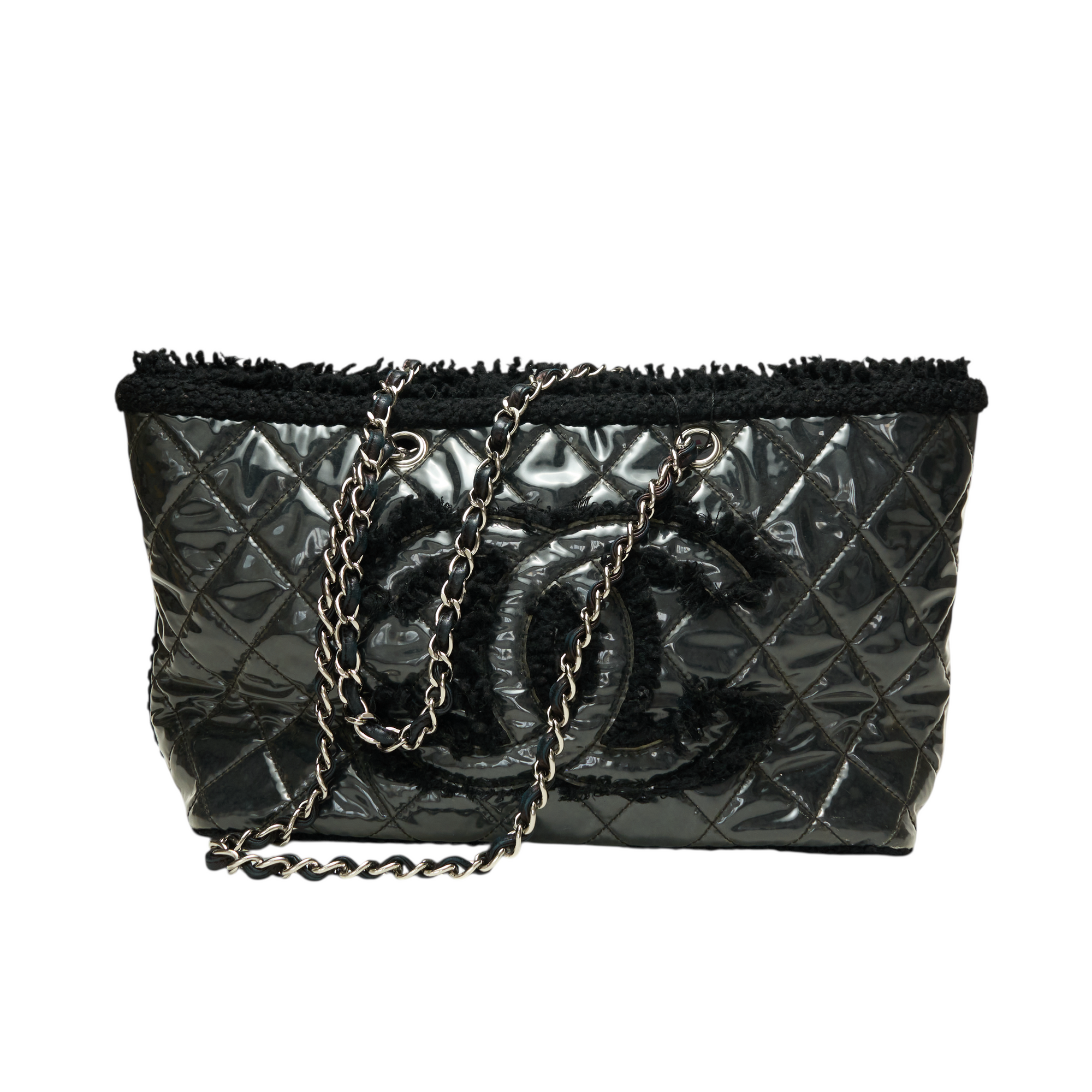 chanel 2000s black tote bag