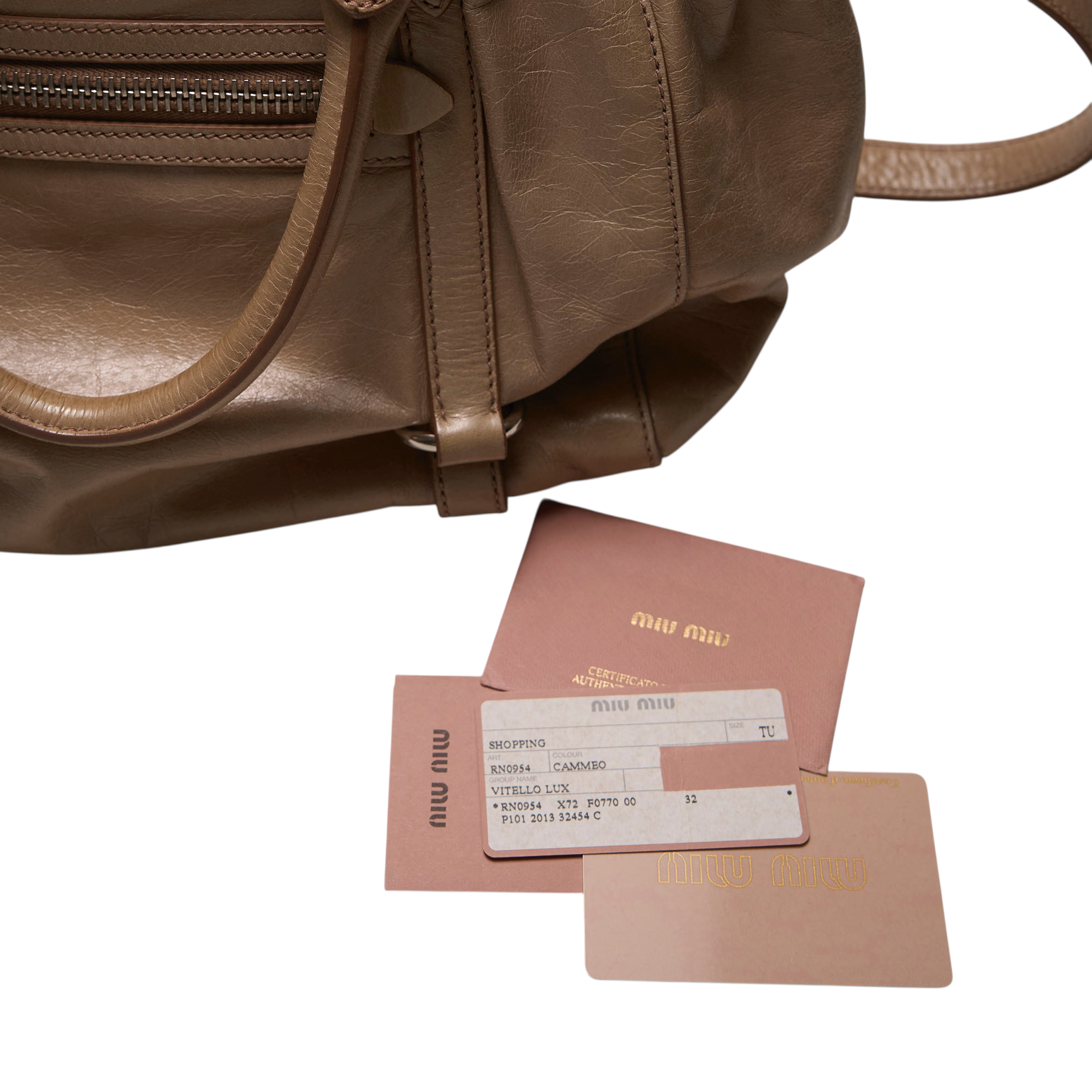 miu miu 2000s tan vitello bag