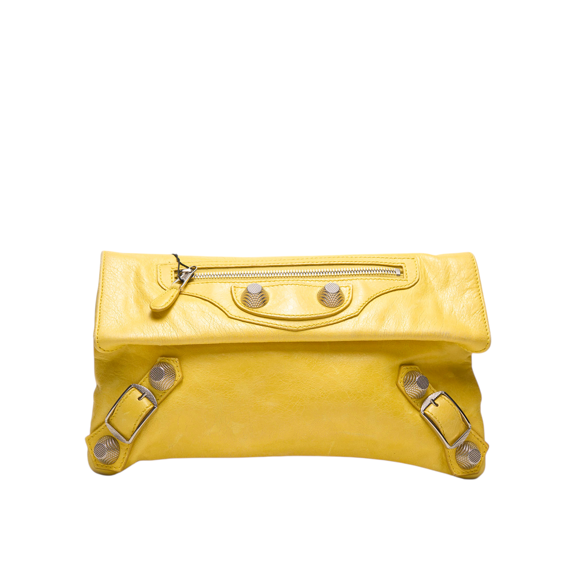 balenciaga 2000s yellow city clutch bag