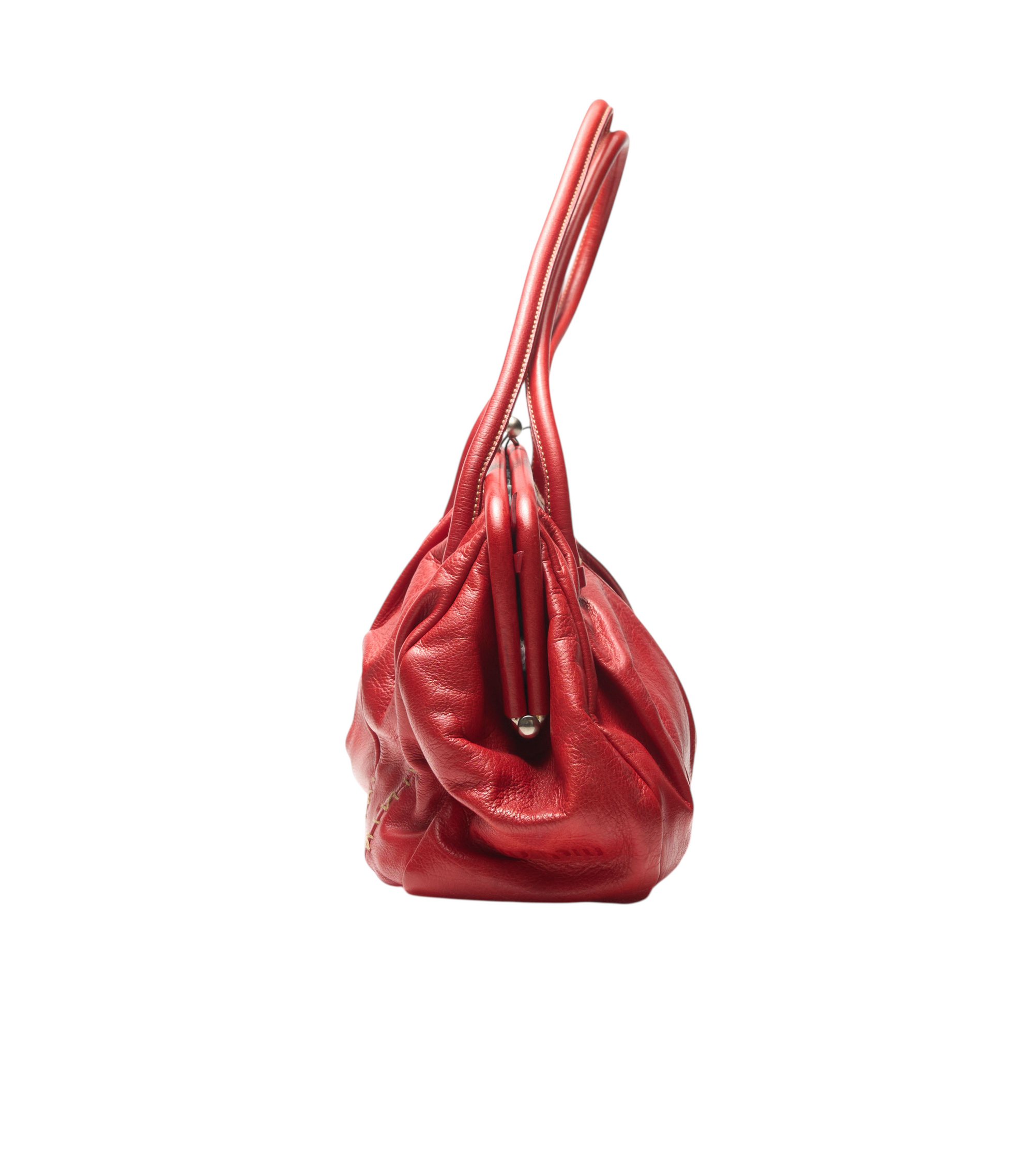 miu miu 2000s red shoulder bag