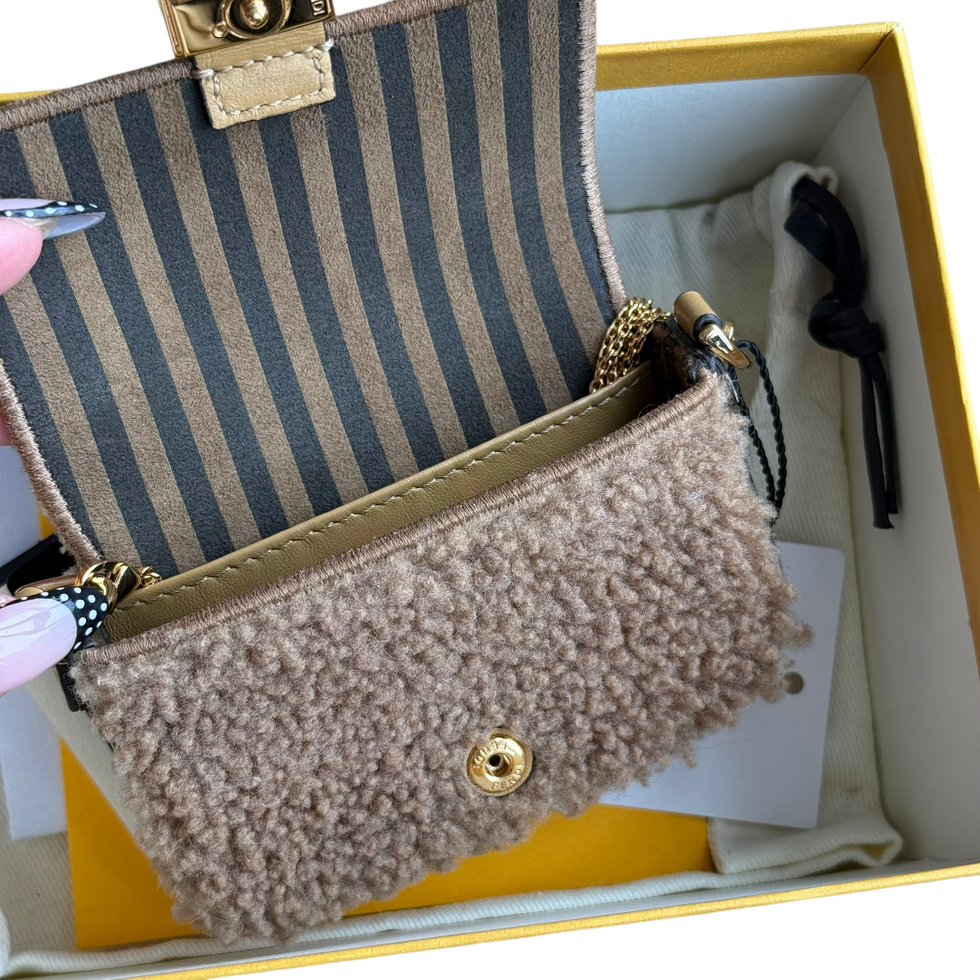 fendi brown nano baguette bag