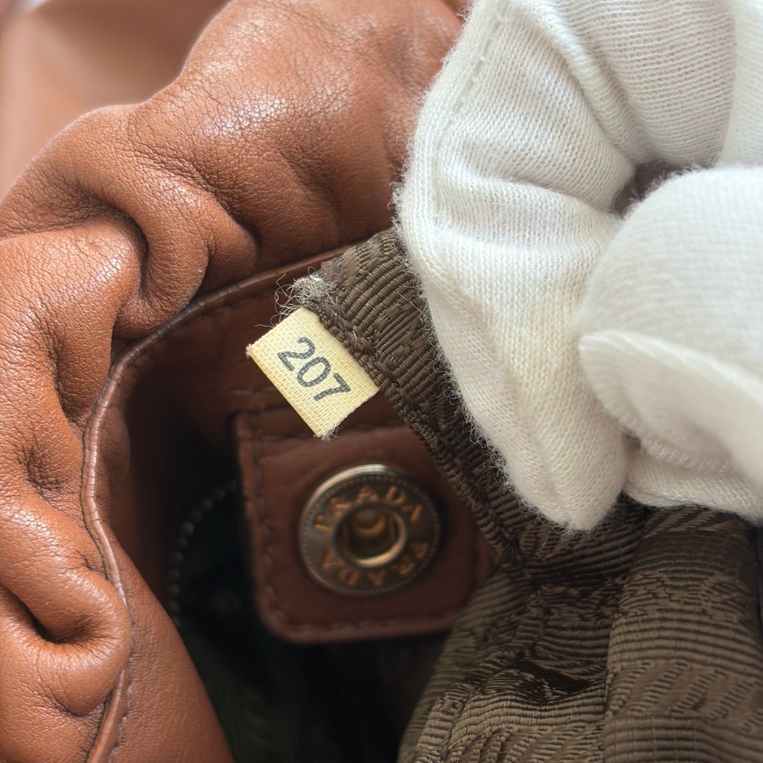 prada 2000s brown ruched shoulder bag