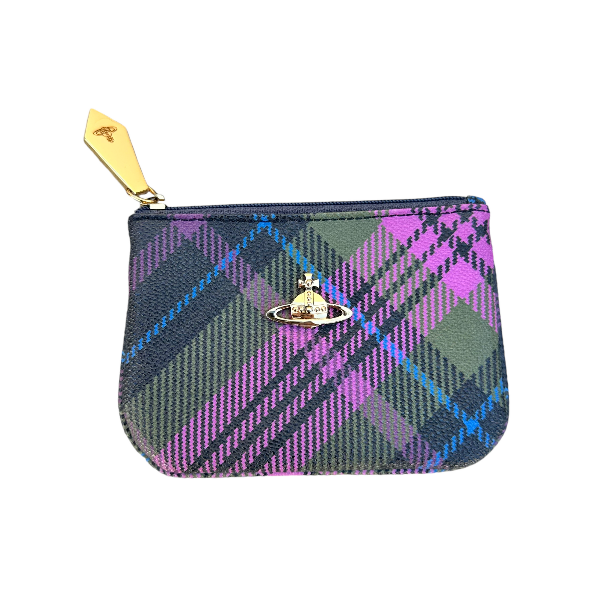 vivienne westwood green and purple plaid wallet