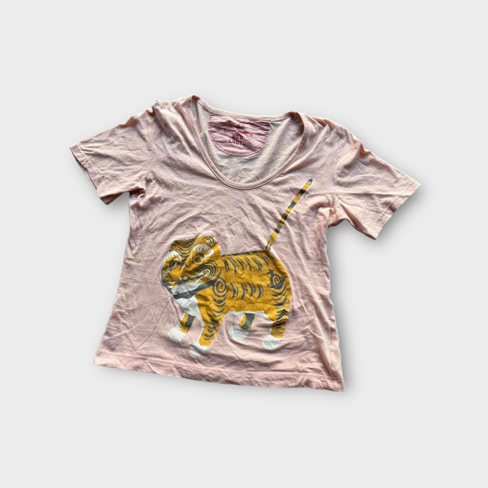 vivienne westwood pink top with tiger graphic