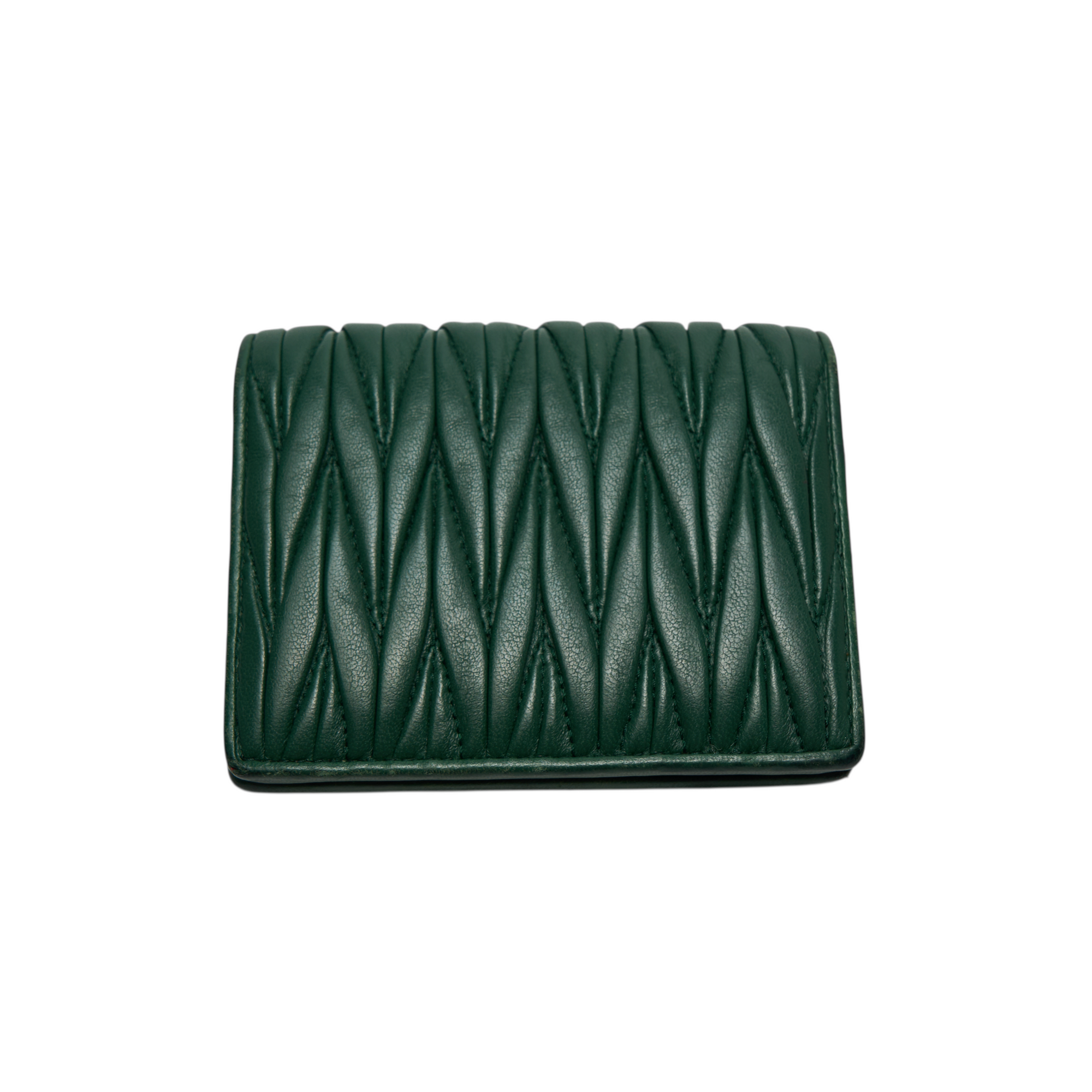miu miu dark green matelassé wallet
