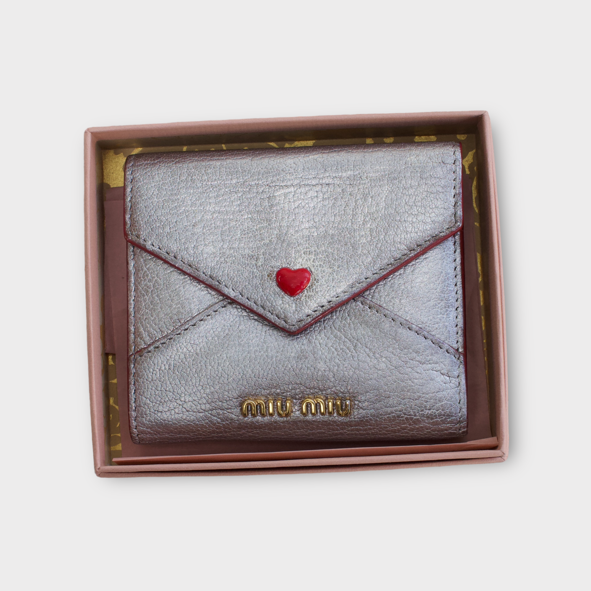 miu miu silver love letter wallet