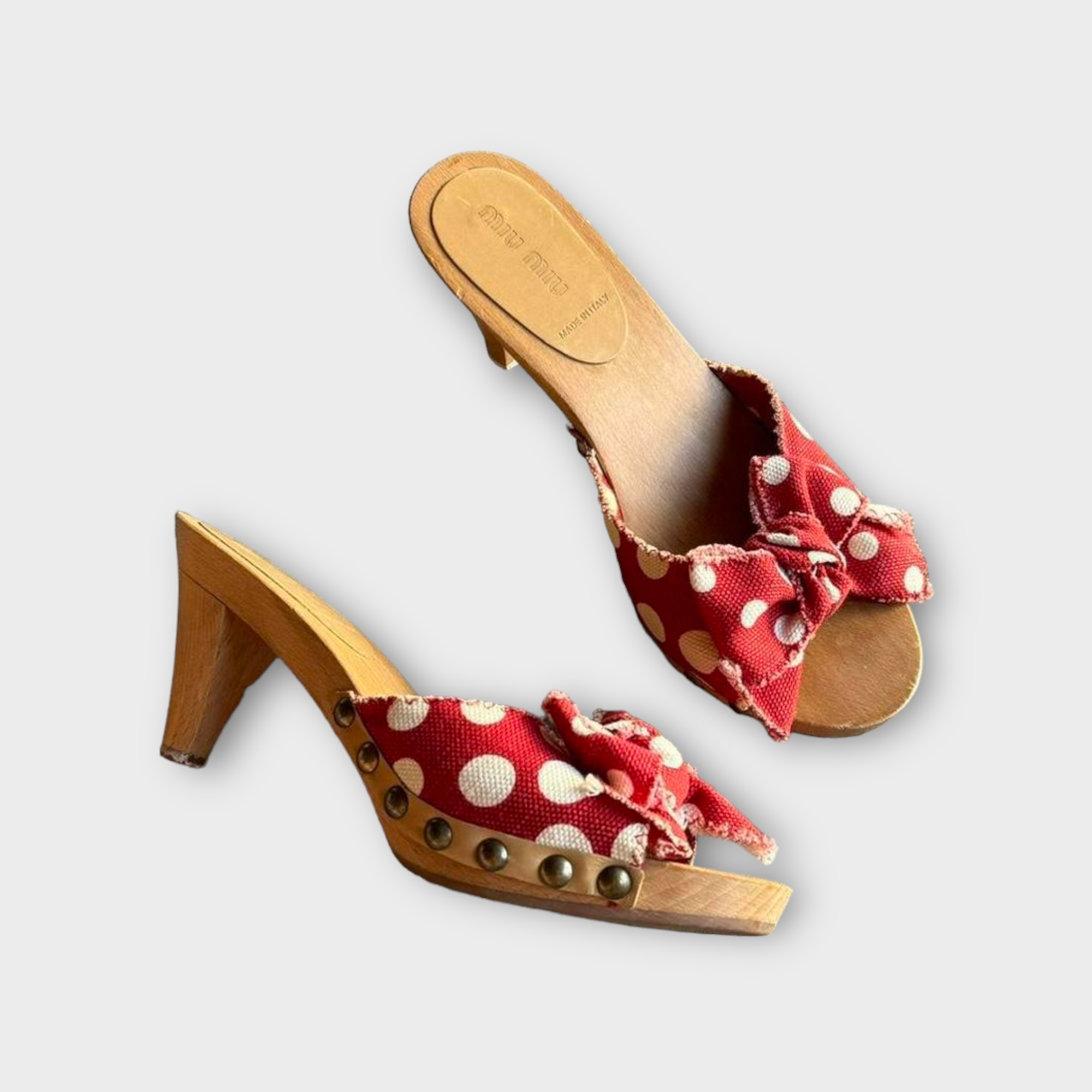 miu miu 2000s wood clog mules