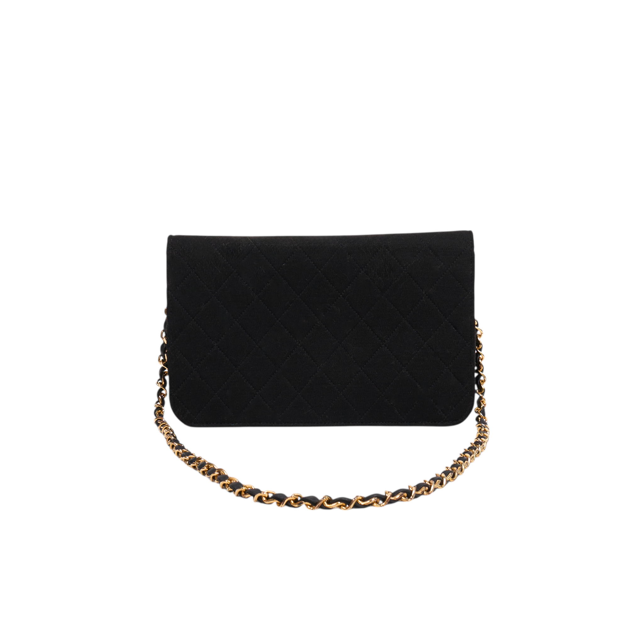 chanel 2000s black canvas wallet on chain bag