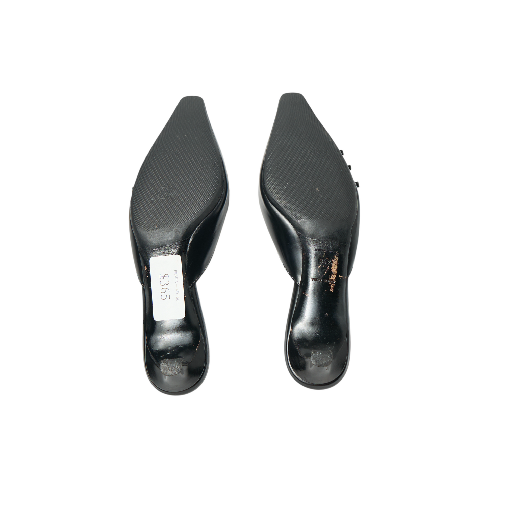 prada 2000s black pointed toe kitten heels