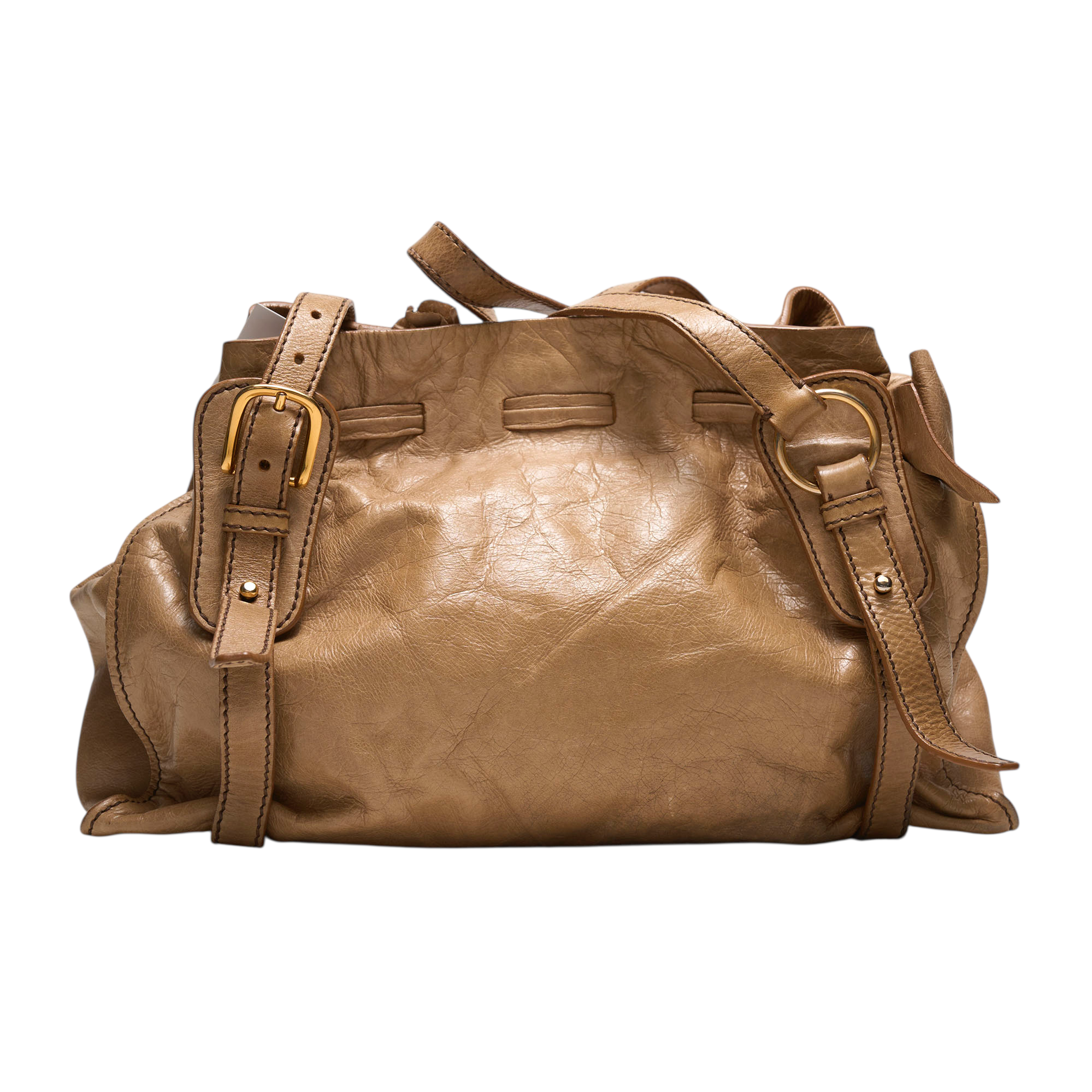 miu miu 2000s tan vitello bow bag