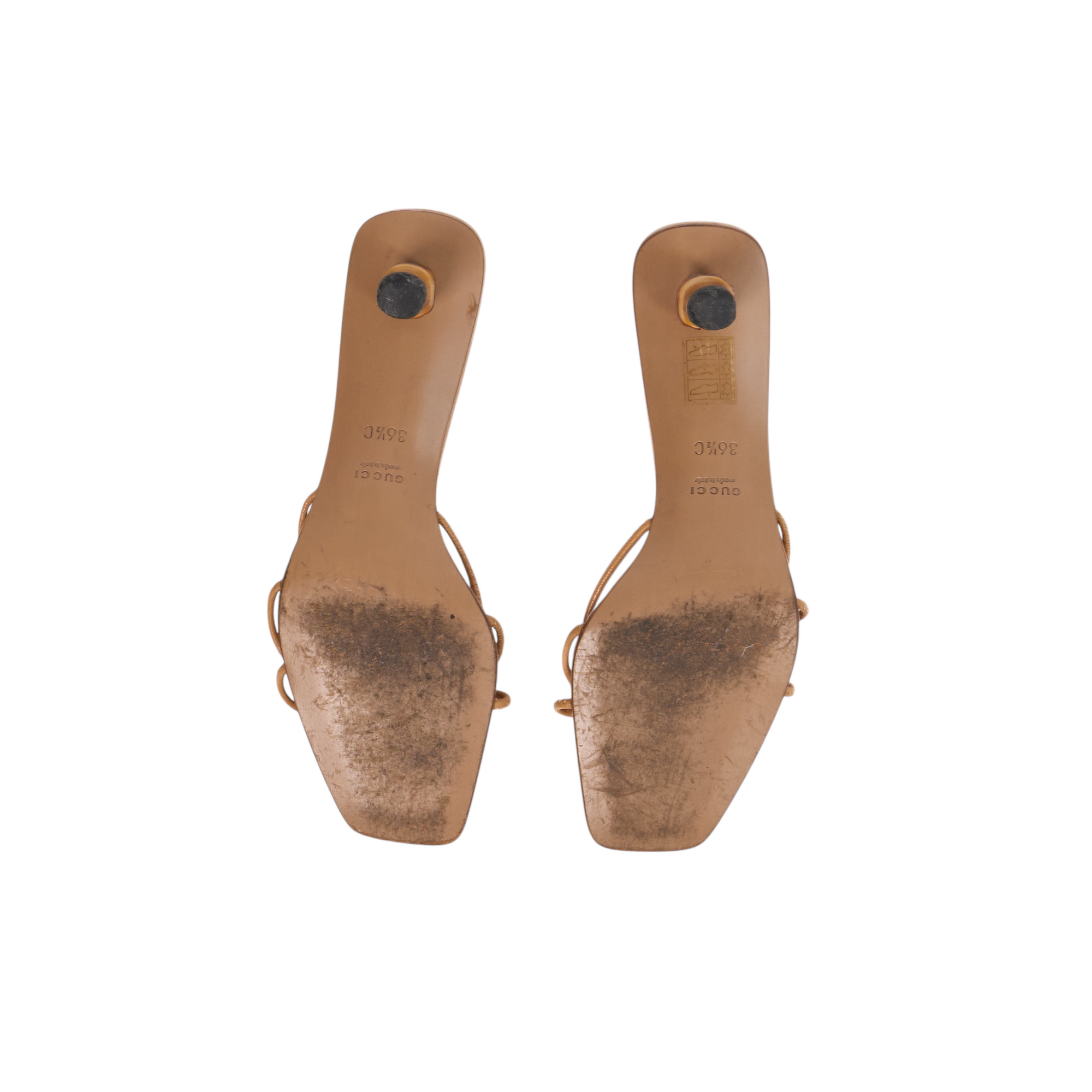 gucci 2000s tan bamboo heels