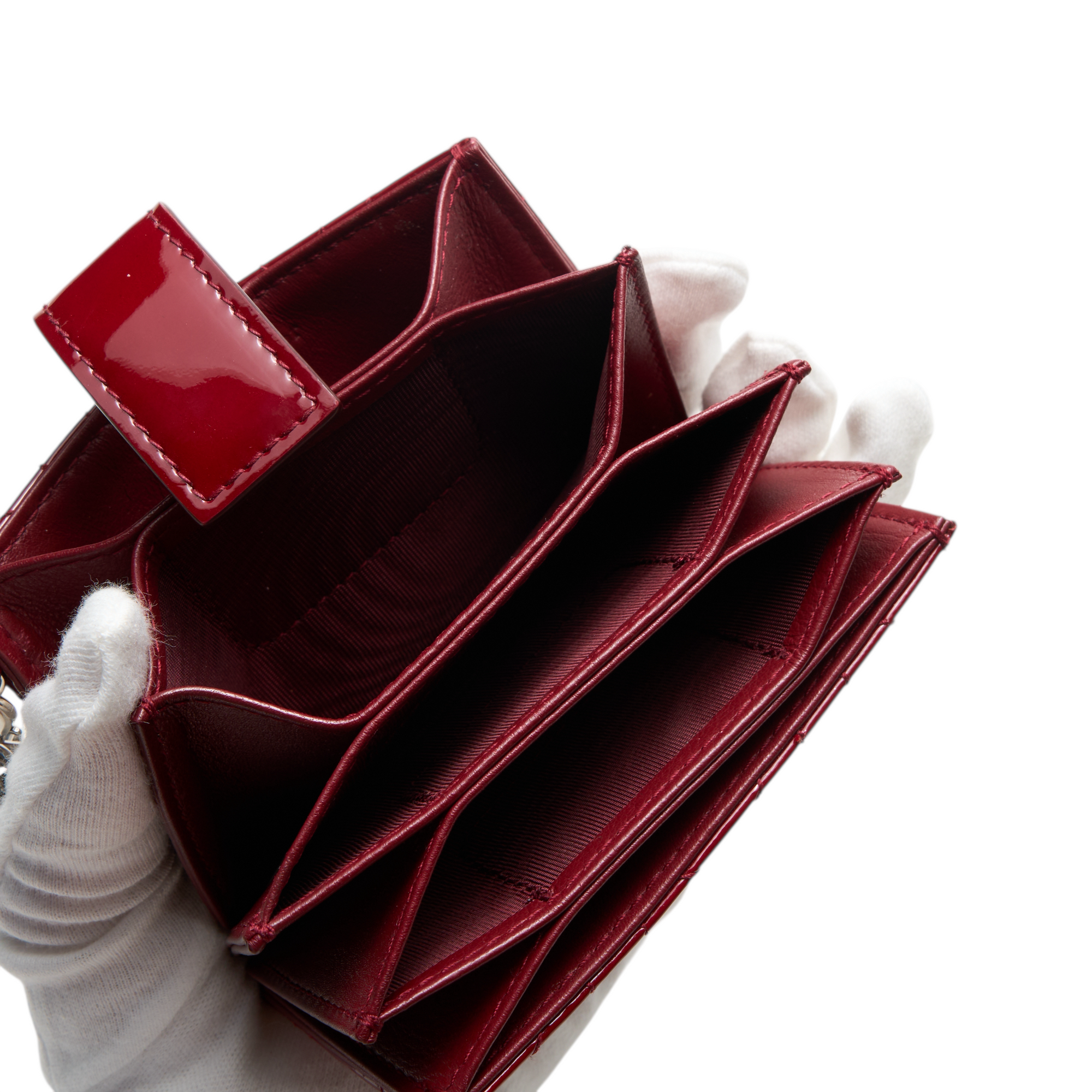 christian dior red cannage wallet