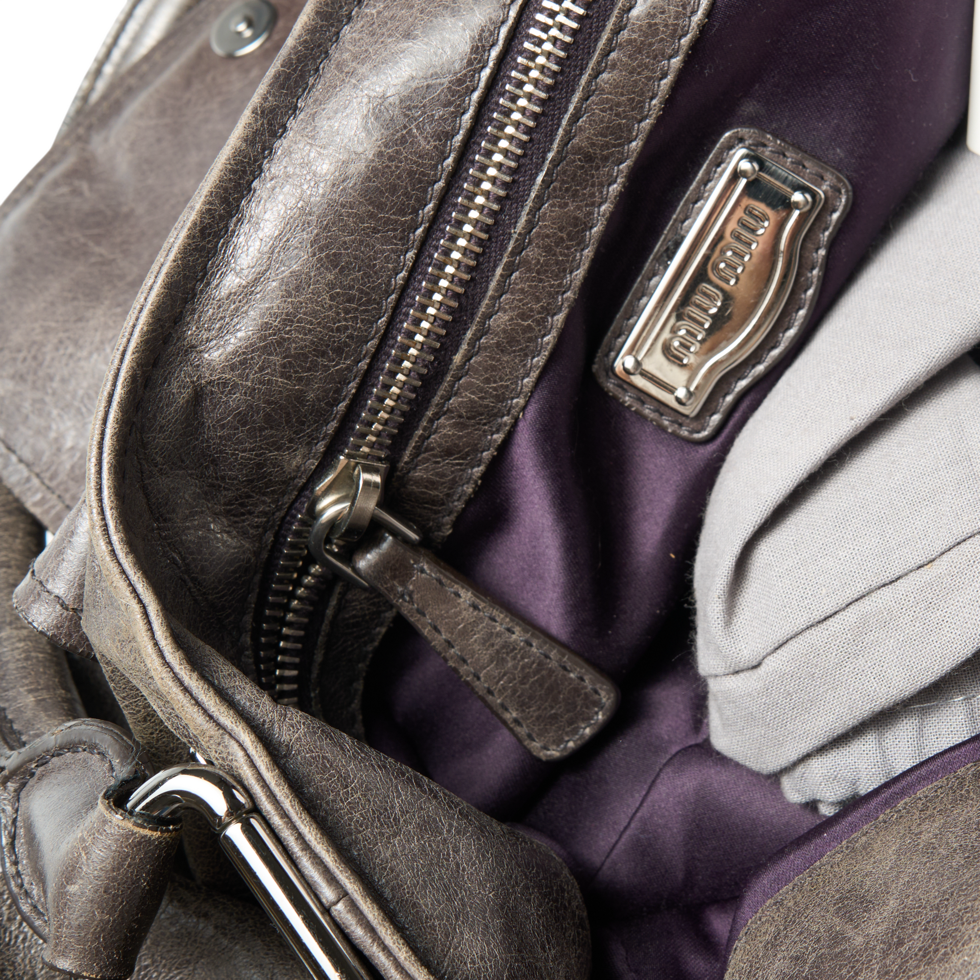 miu miu 2000s gray shoulder bag