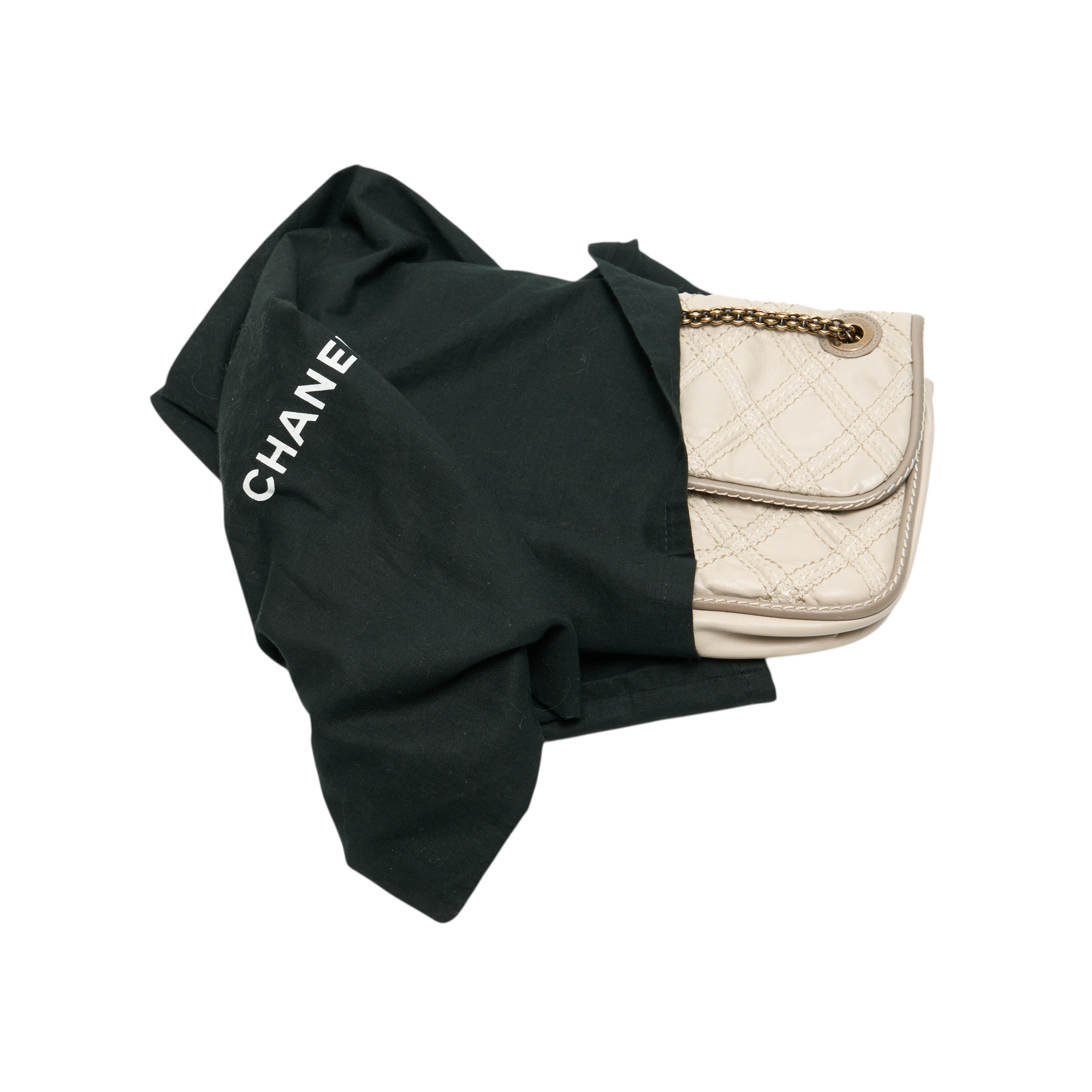 chanel 2010s gray stitched flap bag