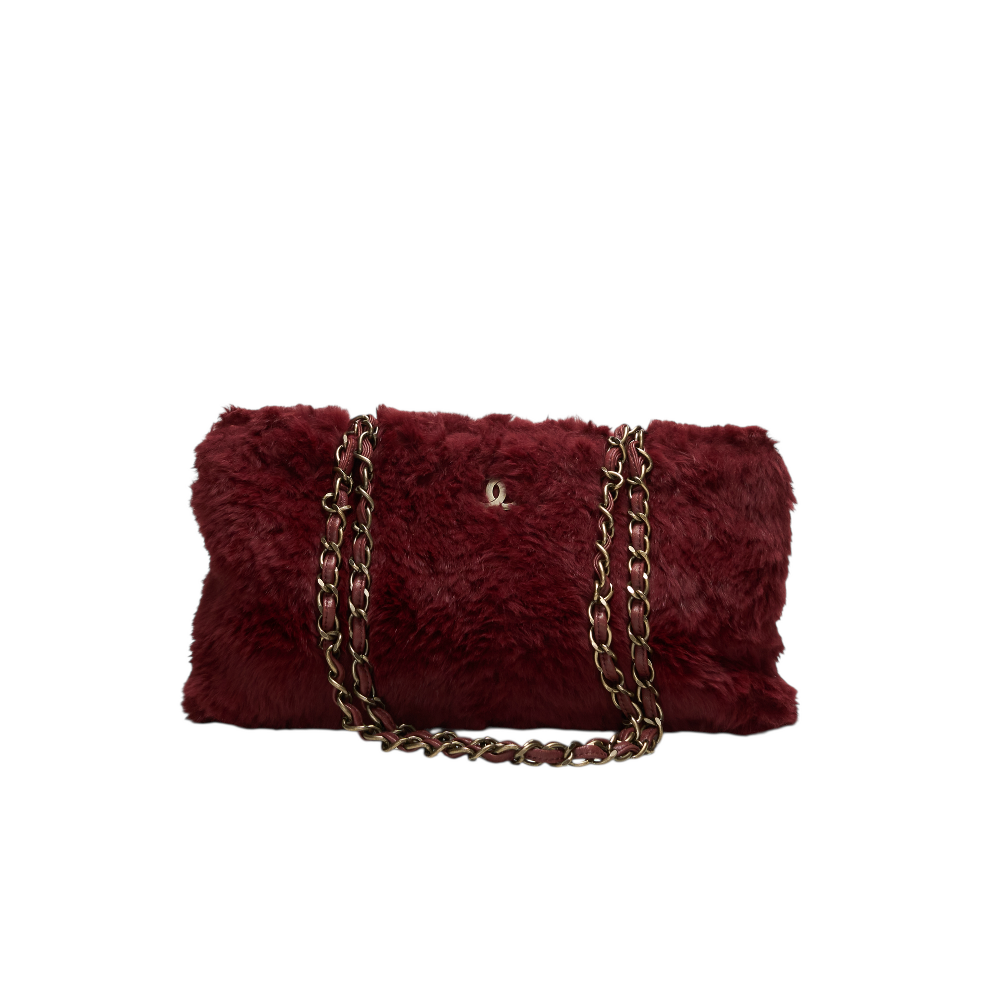 chanel 2001 red lapin fur bag