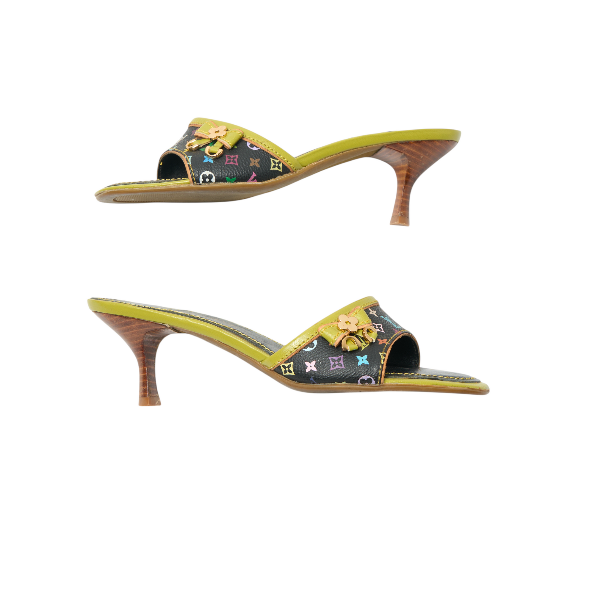 louis vuitton 2000s green murakami heels