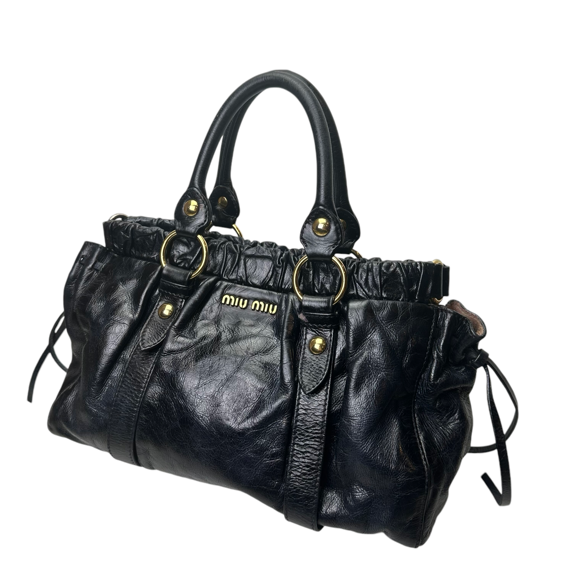 miu miu 2000s black vitello shoulder bag