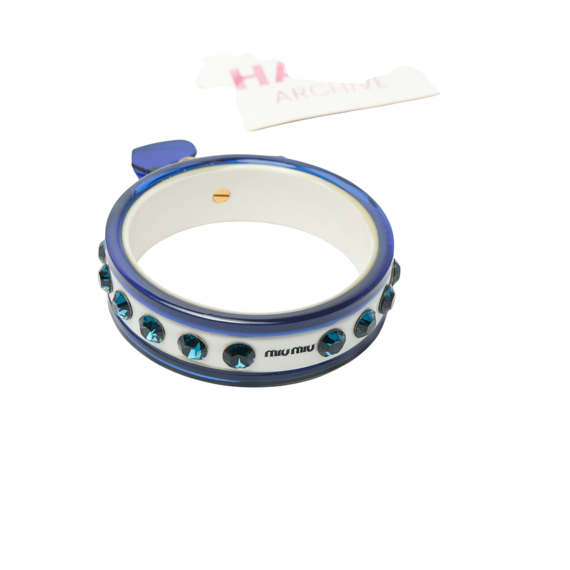 miu miu 2000s blue heart bracelet cuff