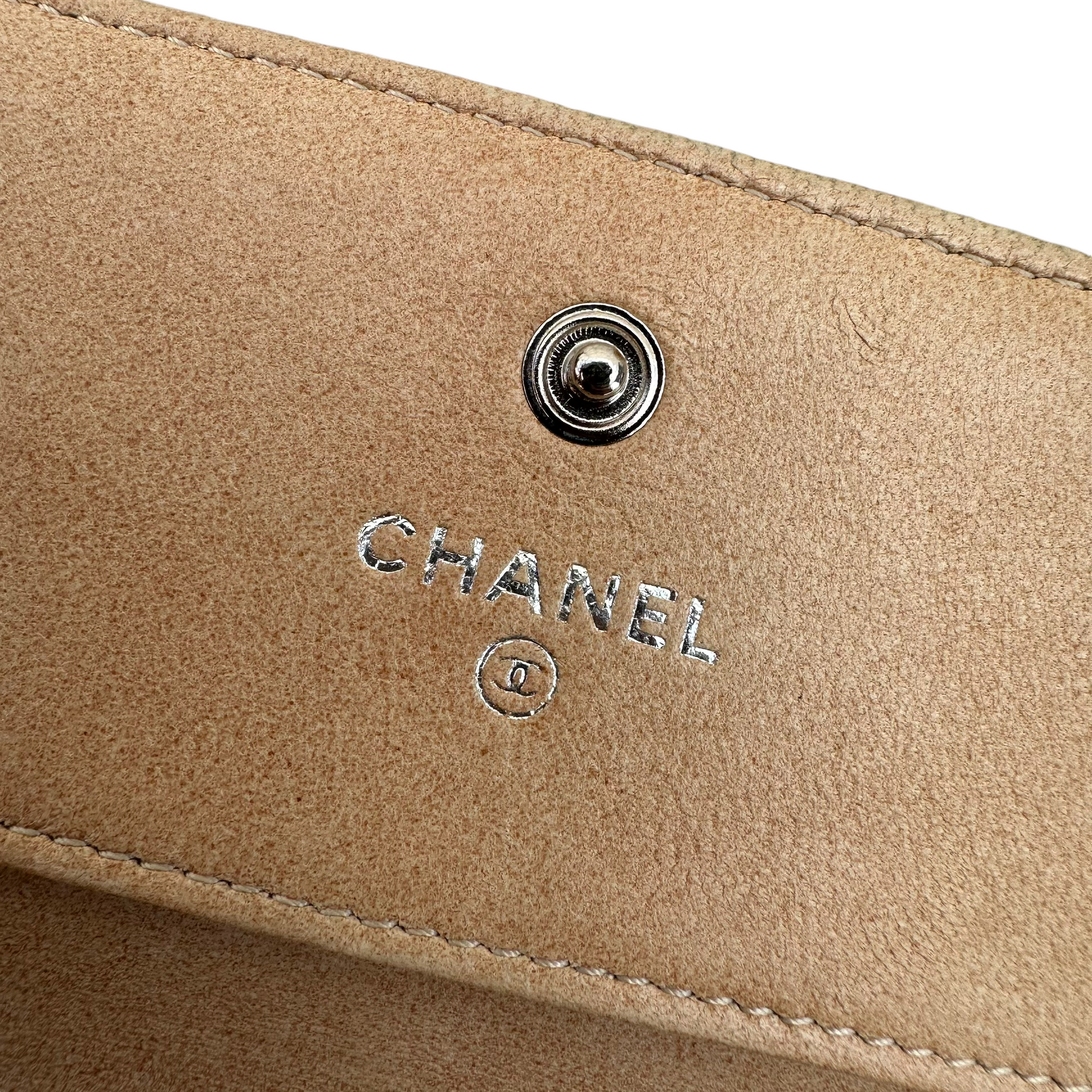 chanel tan camellia wallet