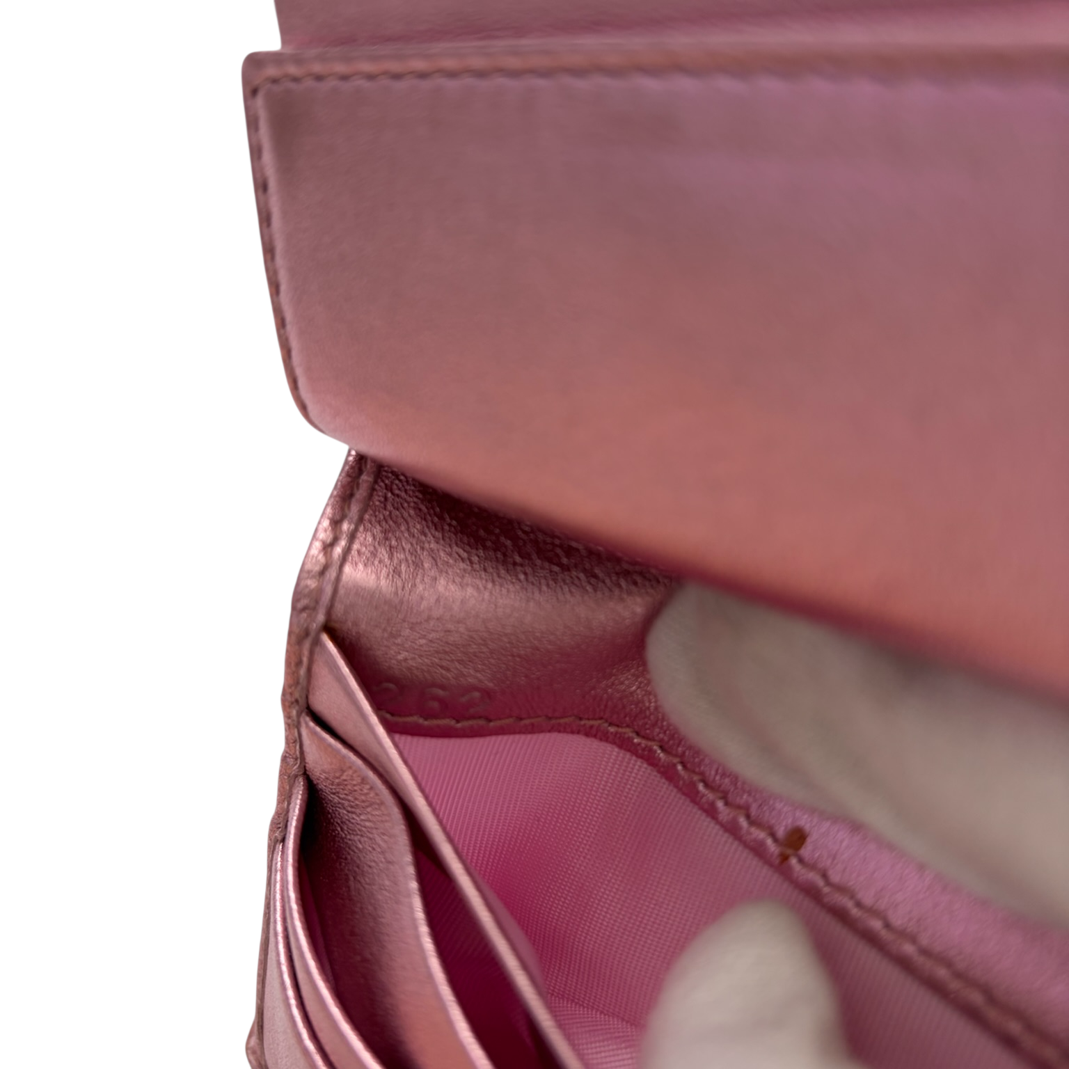 miu miu light pink holographic matelassé wallet