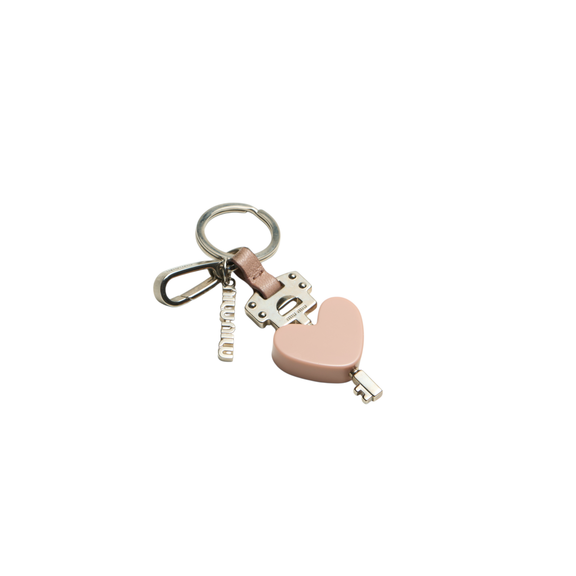 miu miu pink heart keychain